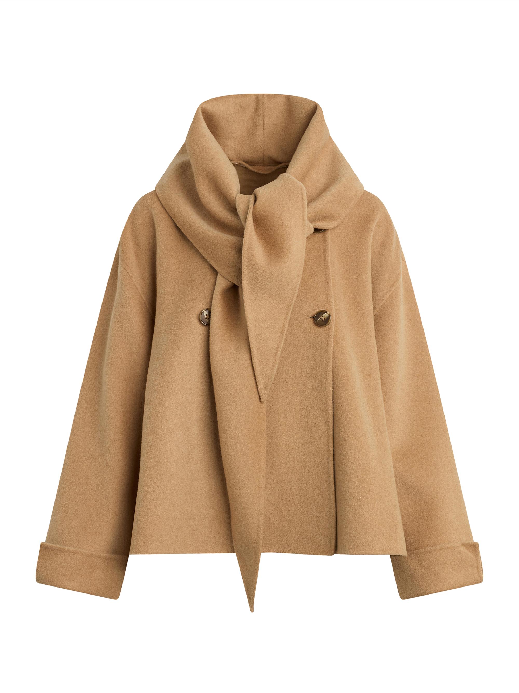 Favorite Daughter Women's The Jamie Scarf-Detail Double-Breasted Coat - Camel