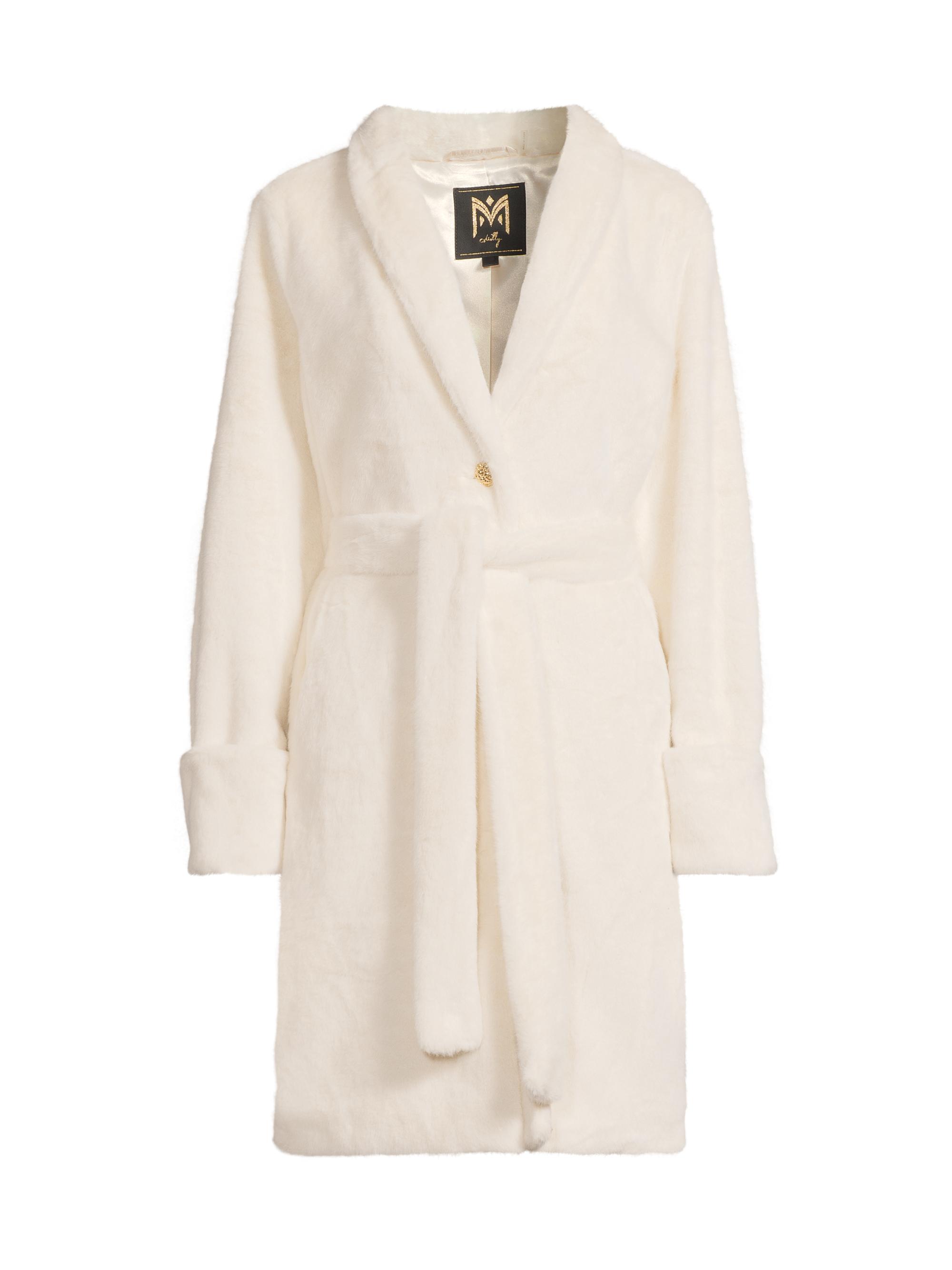 Milly Women's Faux Mink Wrap Coat - Winter White