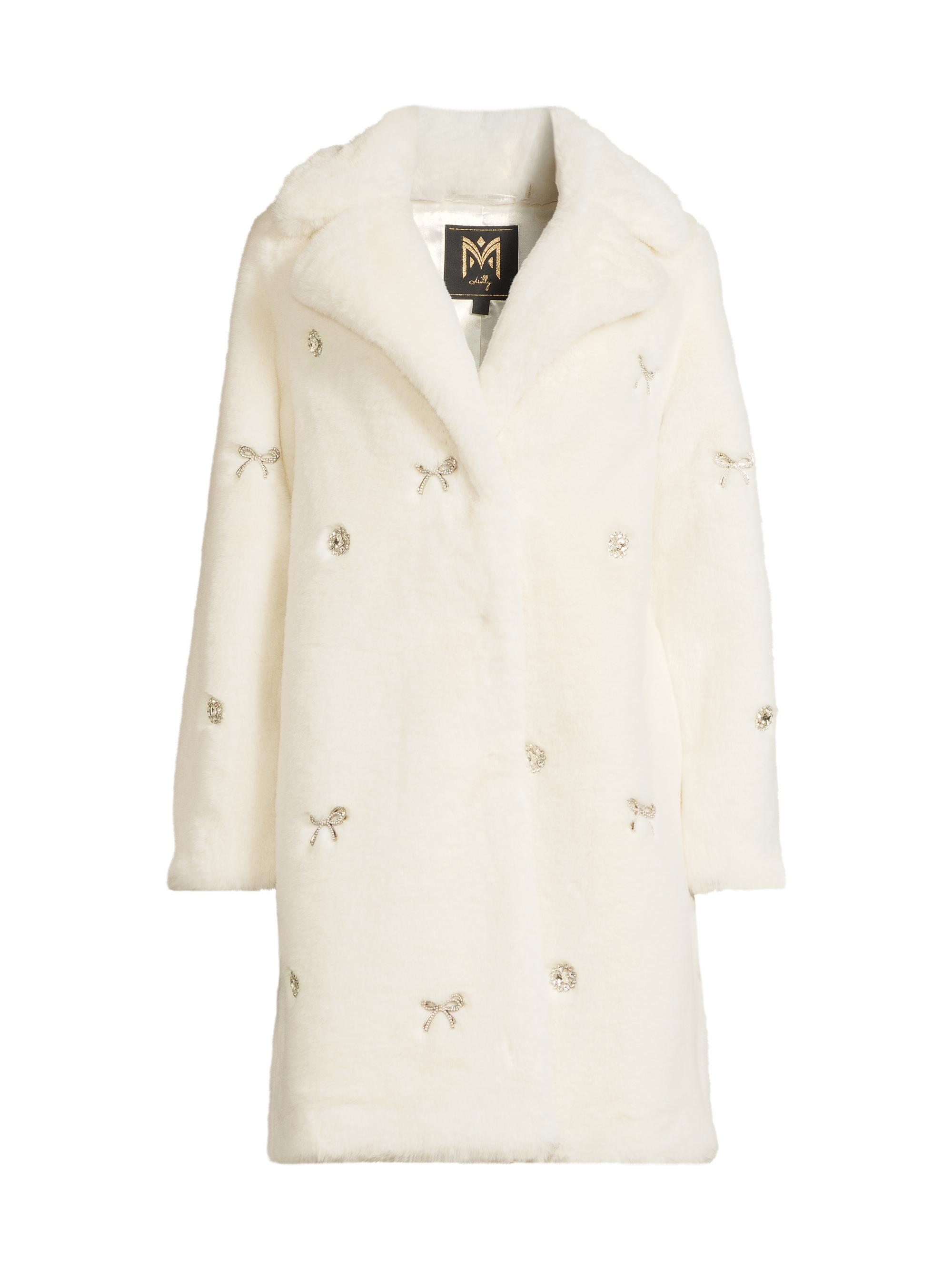 Milly Jewel-Trimmed Faux Fur Coat | Saks Fifth Avenue