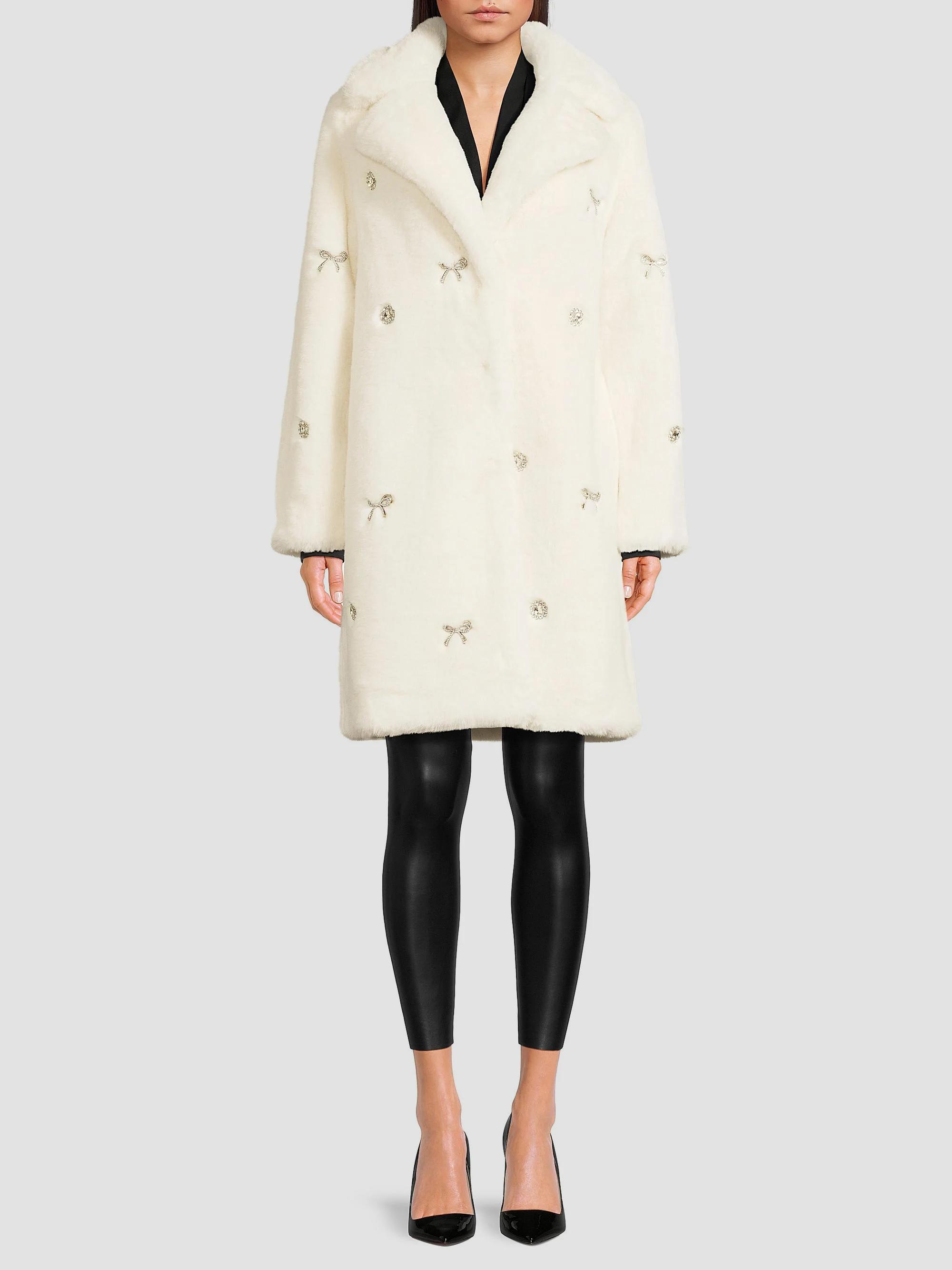 Milly Jewel-Trimmed Faux Fur Coat | Saks Fifth Avenue