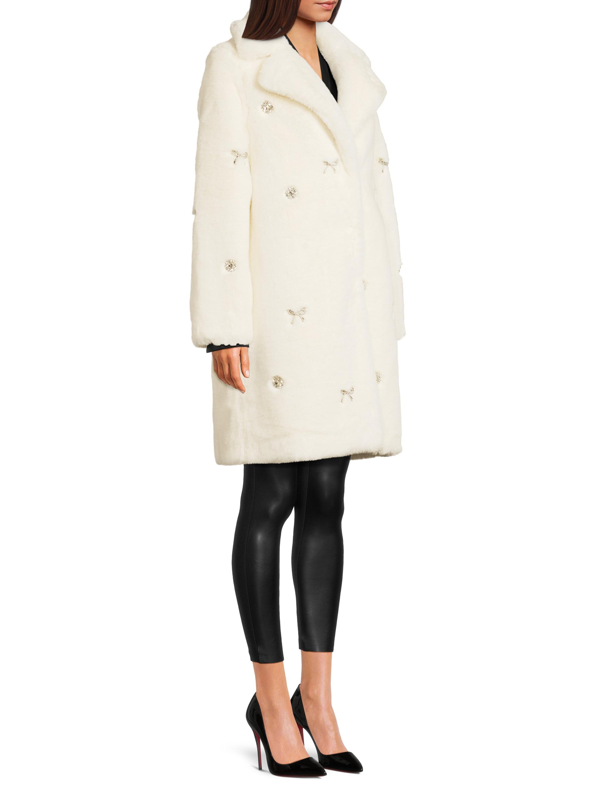 Milly Jewel-Trimmed Faux Fur Coat | Saks Fifth Avenue