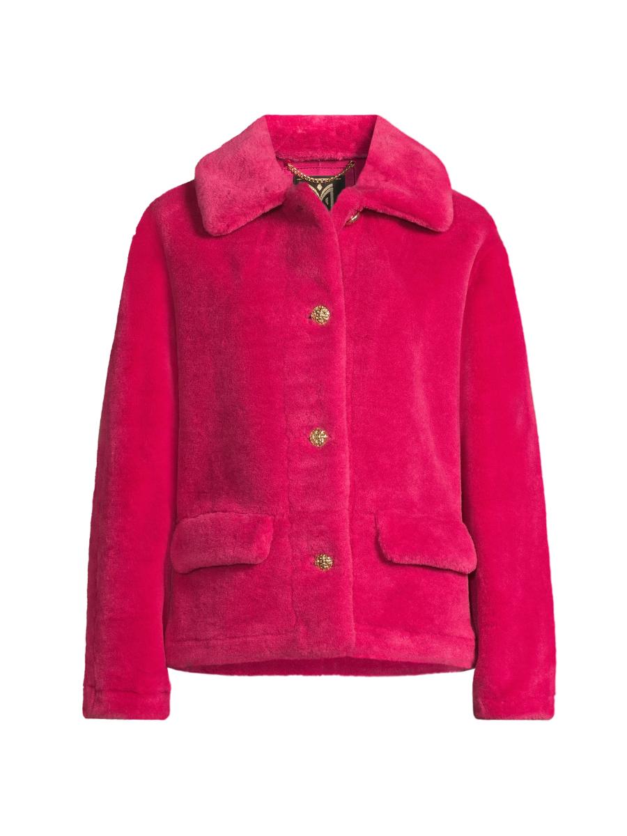Milly Women's Short Faux Shearling Jacket In Purple