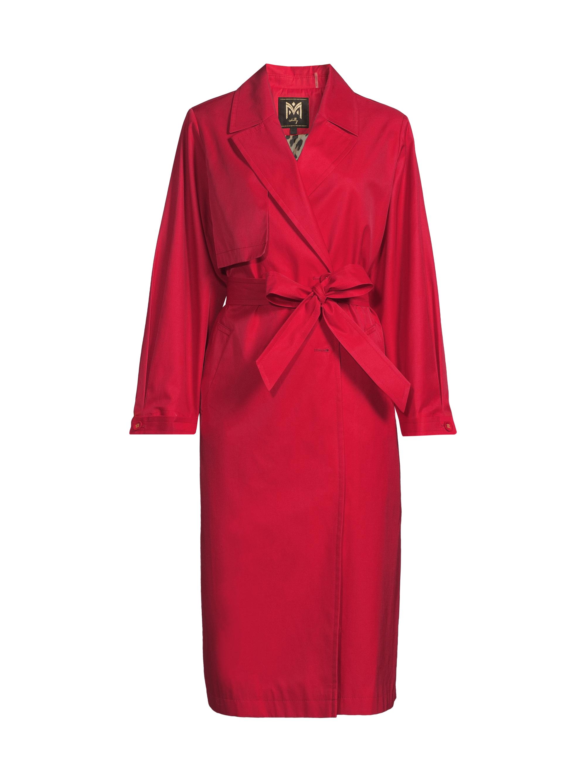 Milly Women's One Shield Belted Trench Coat - Red