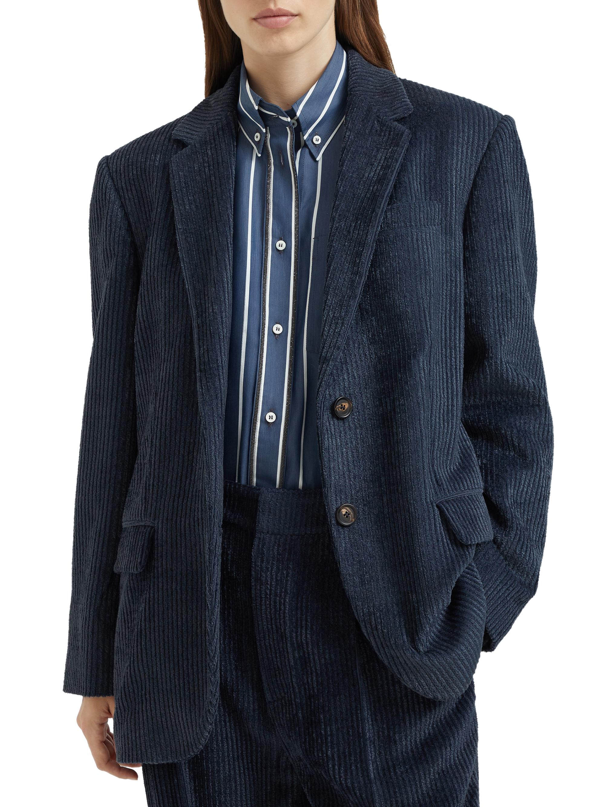 Brunello Cucinelli Women's Fluid Corduroy Blazer - Navy Blue