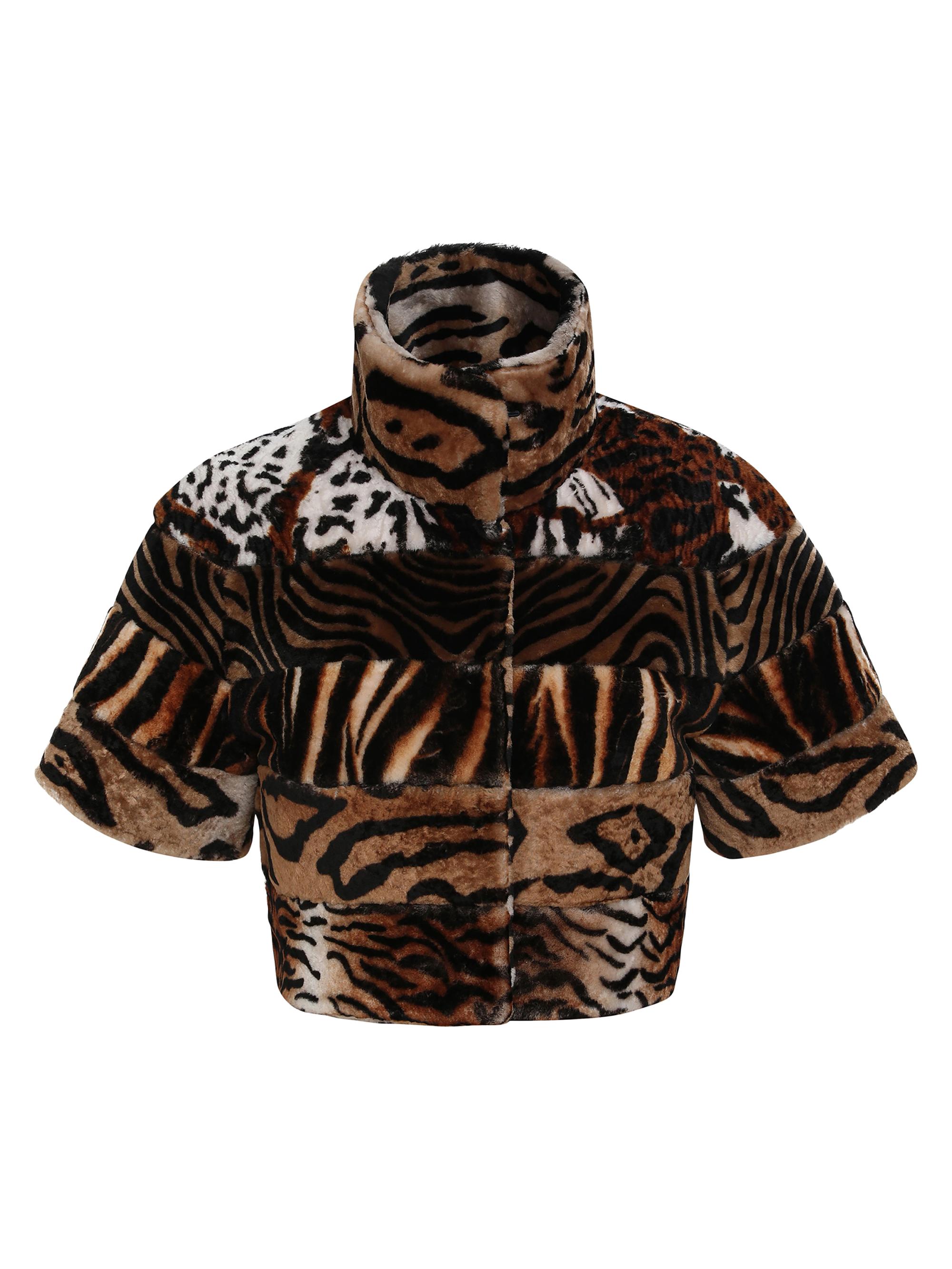 Gorski Women's Merino Shearling Lamb Bolero - Africa Print