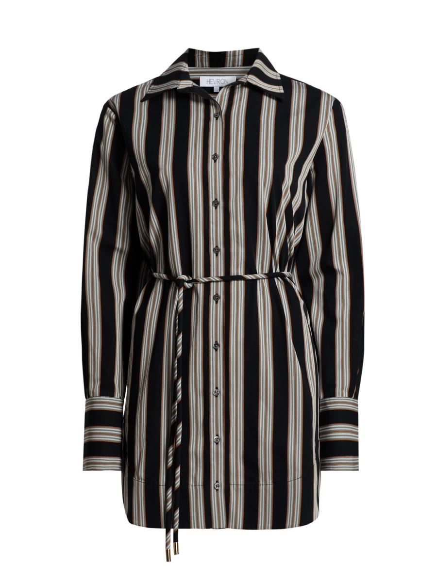 Hevron Abby Striped Cotton Poplin Tie-Waist Shirtdress | Saks Fifth Avenue