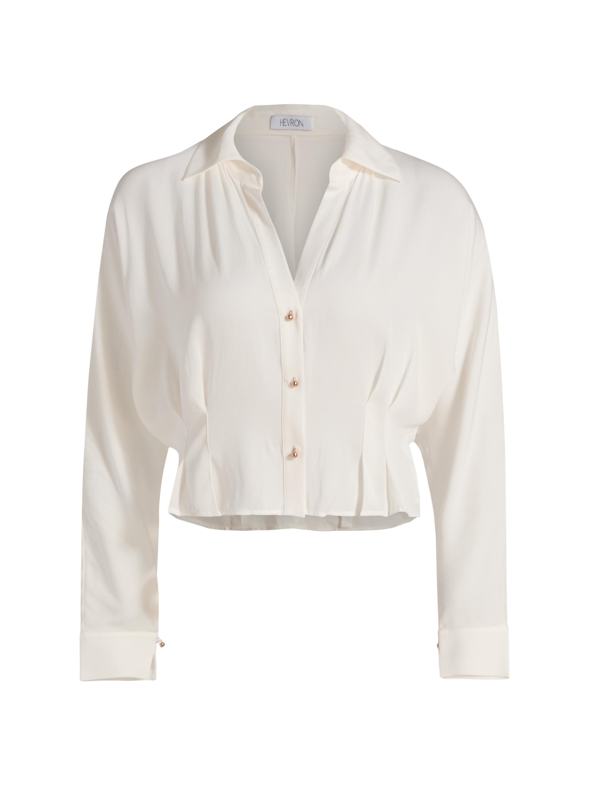 Hevron Women's Regine Silk-Blend Cropped Button Shirt -