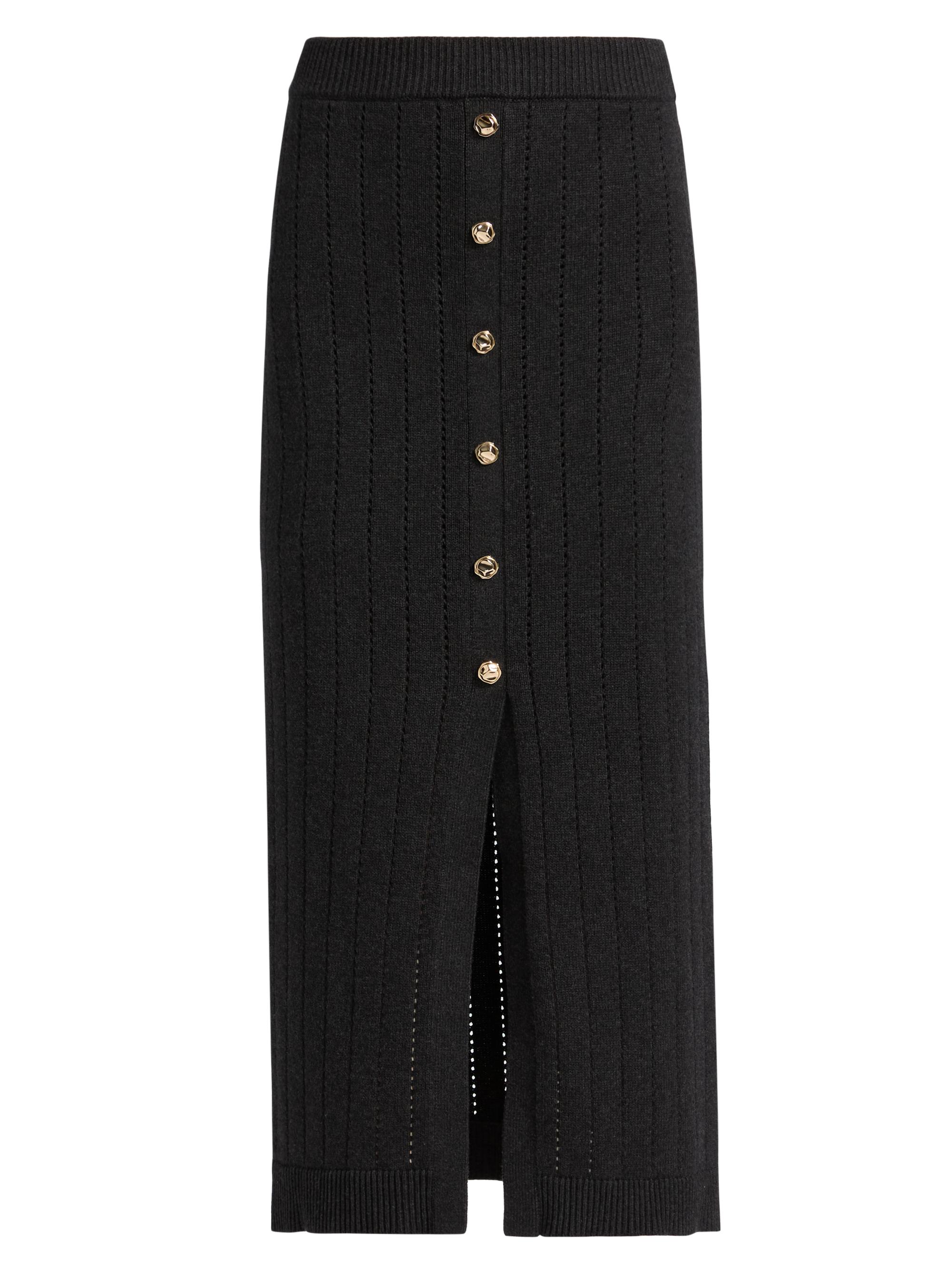 Hevron Women's Mia Open-Knit Midi-Skirt - Charcoal