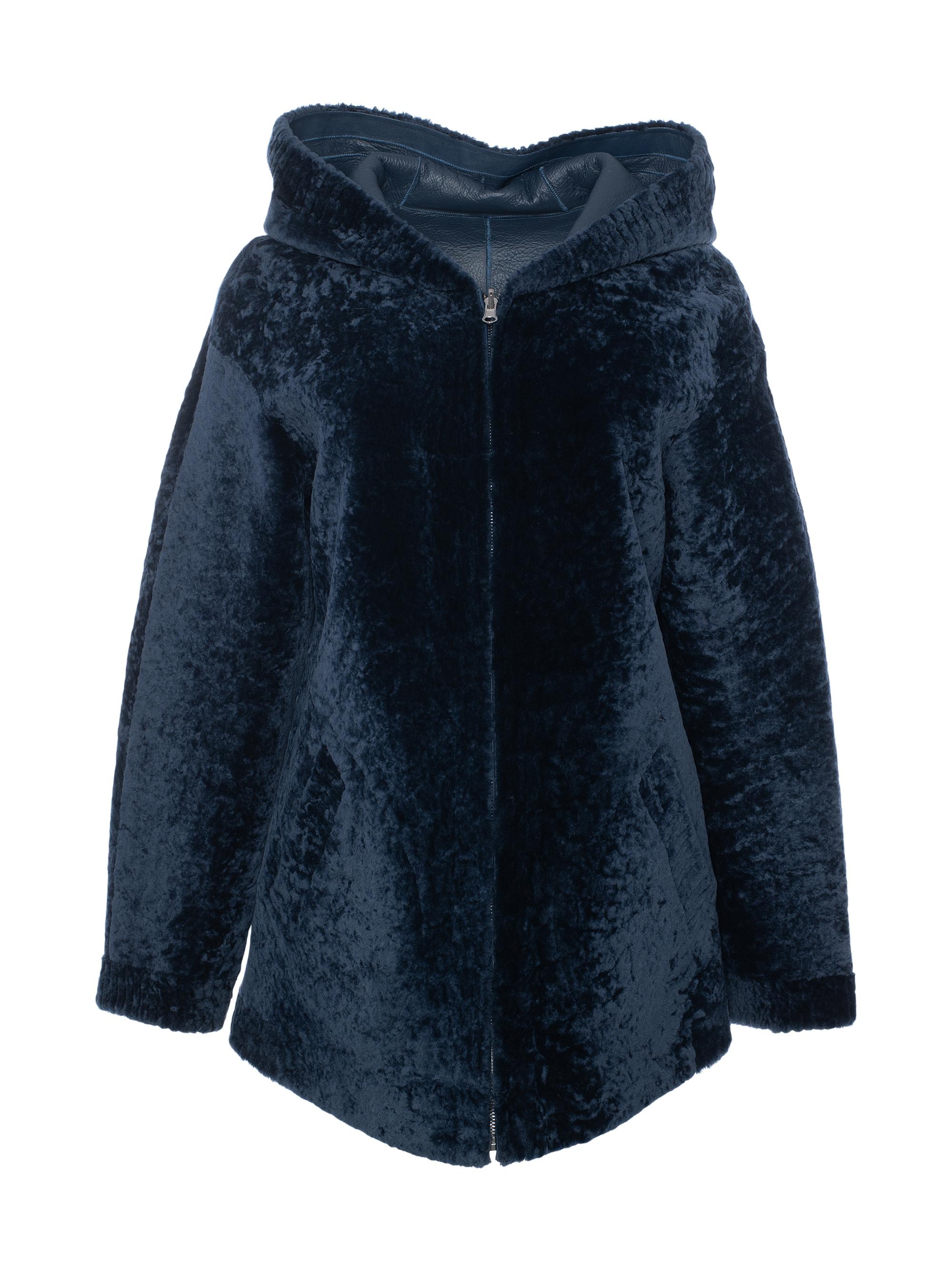 Gorski Women's Textured Reversible Shearling Lamb Zip Parka - Navy