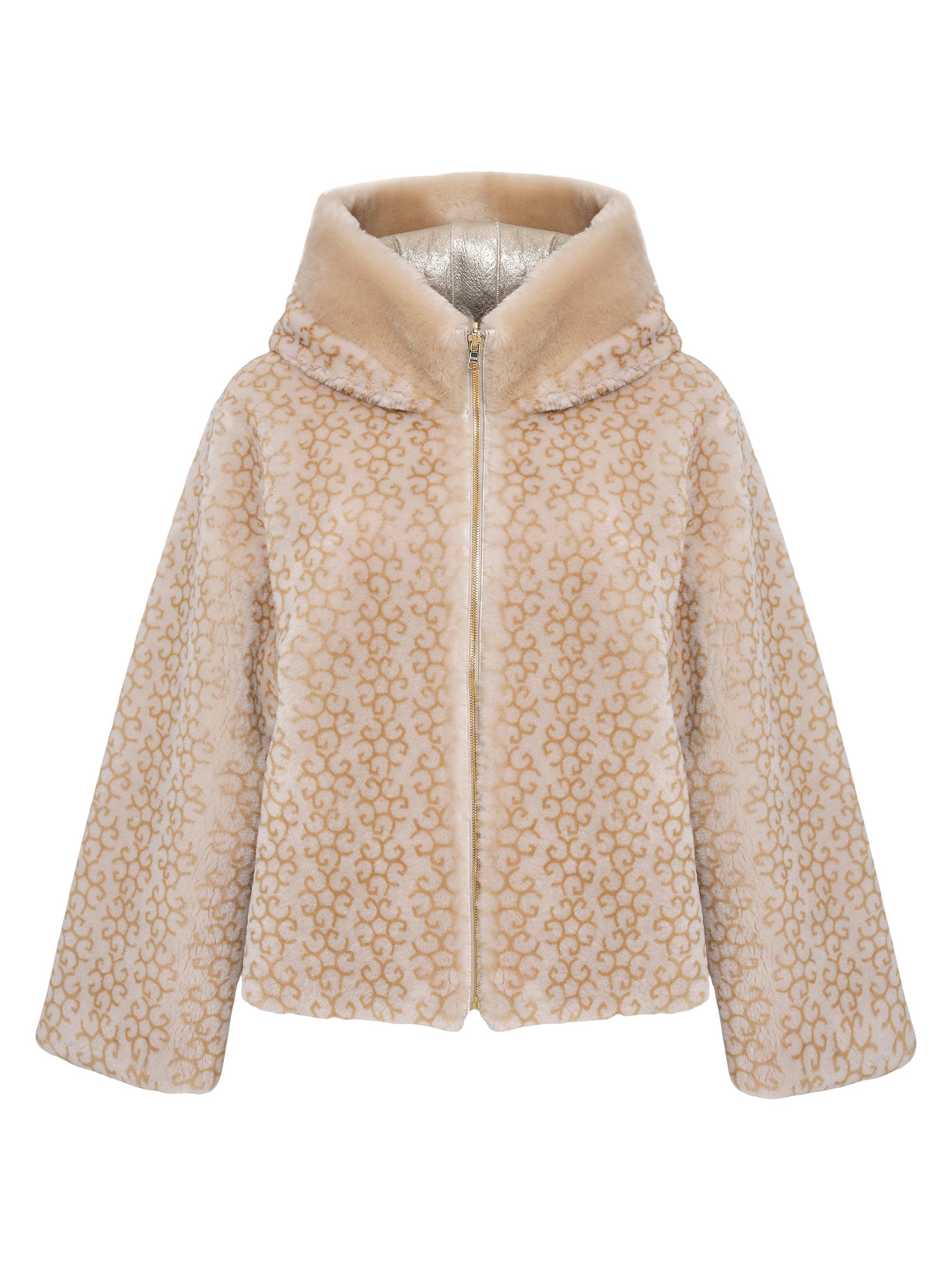 Gorski Women's Reversible Select Shearling Lamb Insignia Jacket Hood - Cream