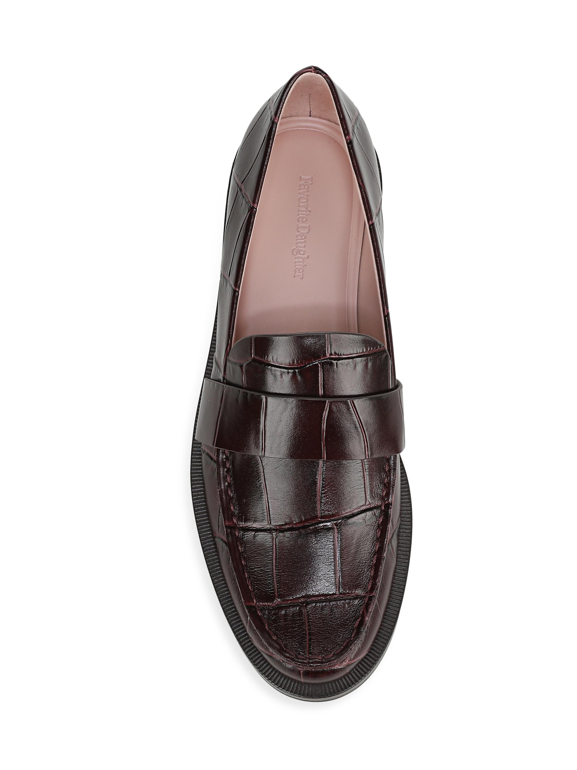 Favorite Daughter Women's Lola Croc-Embossed Leather Penny Loafers - Deep Bordeaux | Thumbnail 4