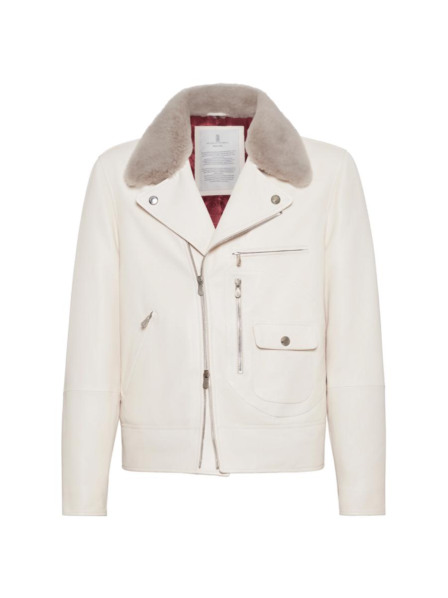 Brunello Cucinelli Nappa Leather Biker Jacket with Thermore