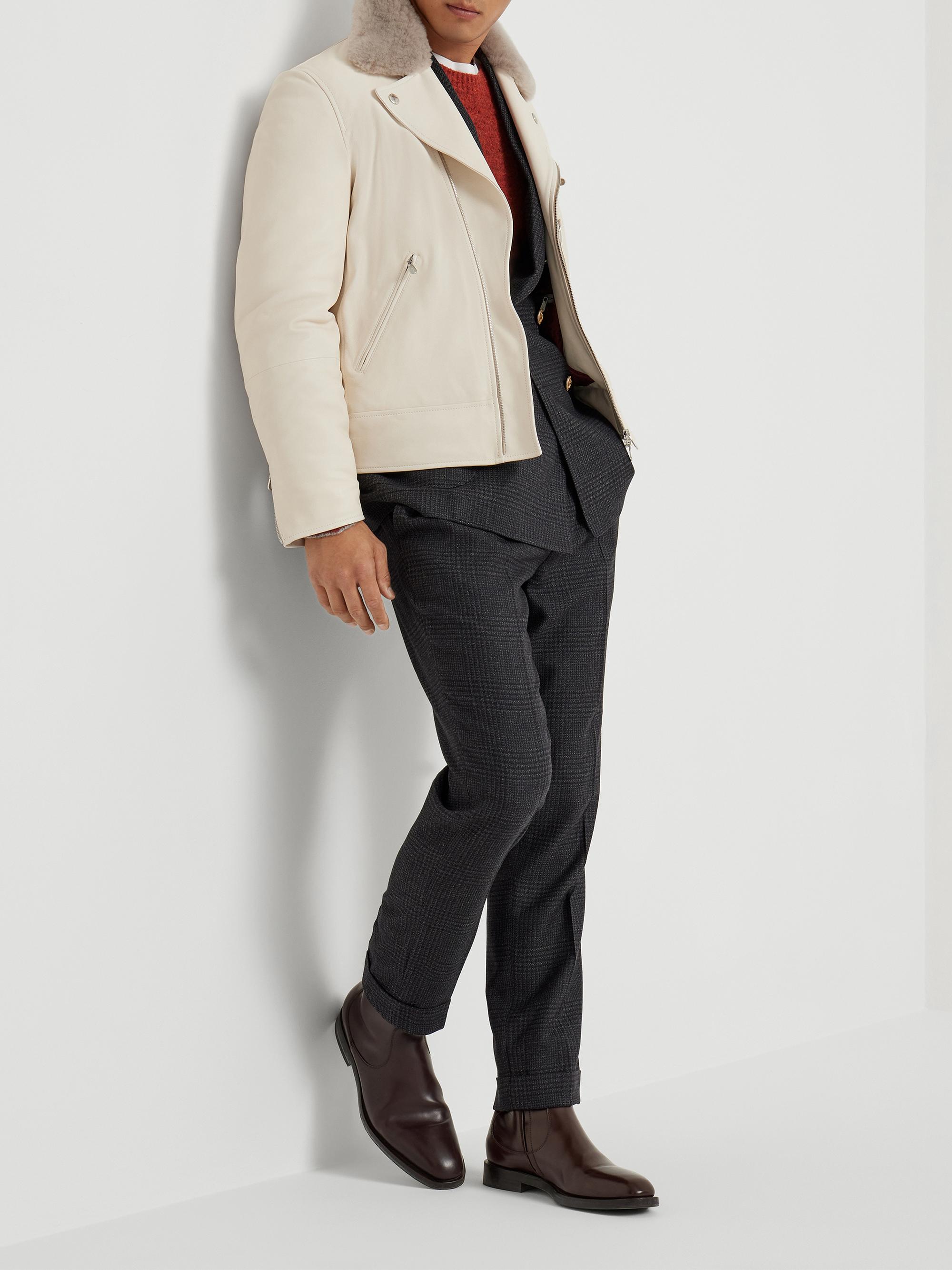 Brunello Cucinelli Nappa Leather Biker Jacket with Thermore