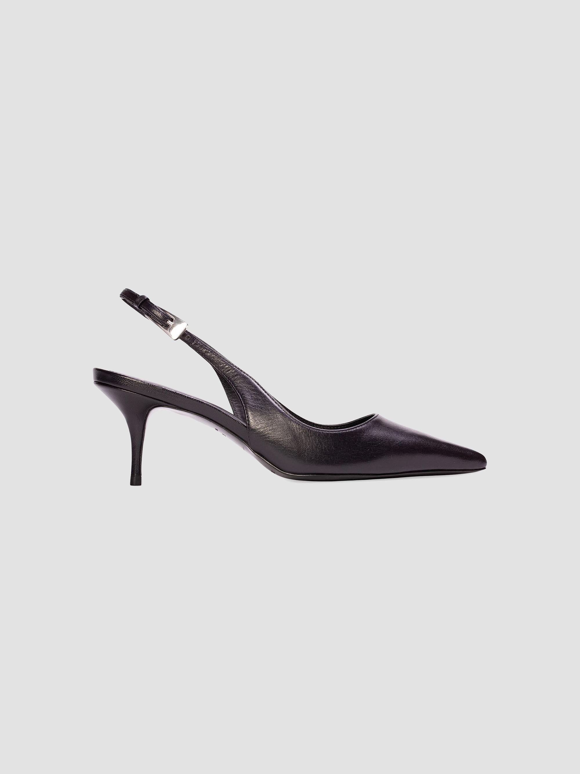 Black Suede Studio Women's Branca 65MM Slingback Pumps - Black Leather | Thumbnail 7