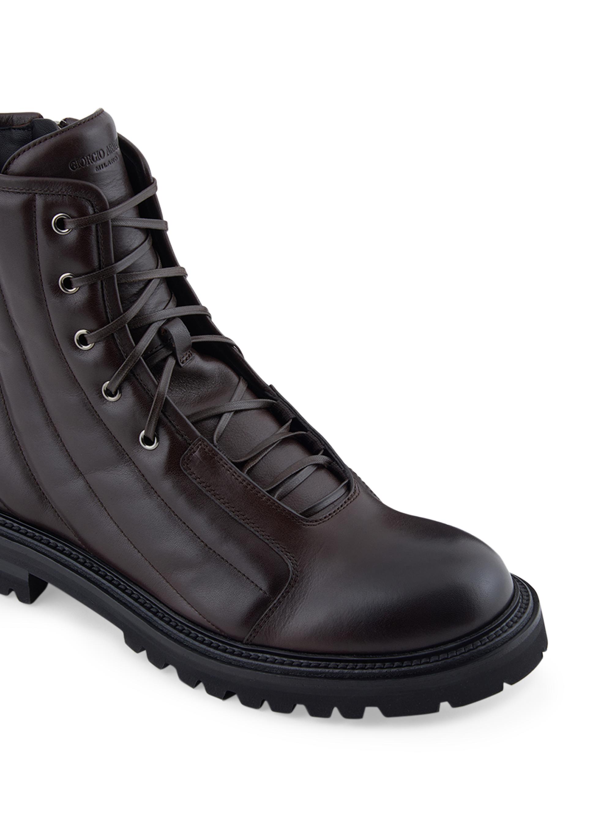 giorgio armani 黒 ヌバックロングブーツ ジッパー付き Giorgio Armani Quilted Leather Combat Boots | Saks Fifth Avenue