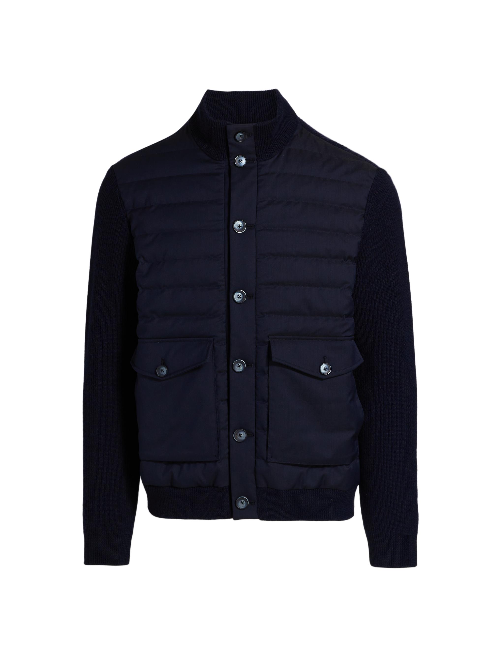 Herno Men's Wool-Blend Bomber Jacket - Dark Blue