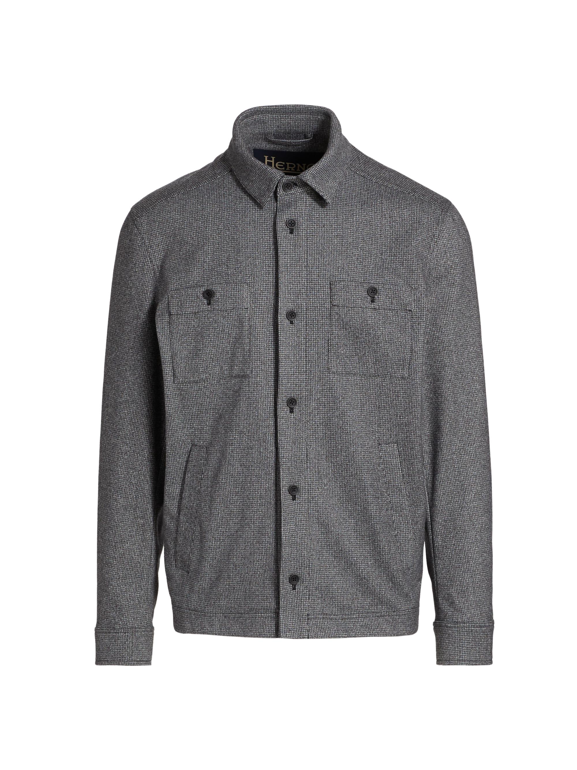 Herno Men's Houndstooth Shirt Jacket - Grigio Perla