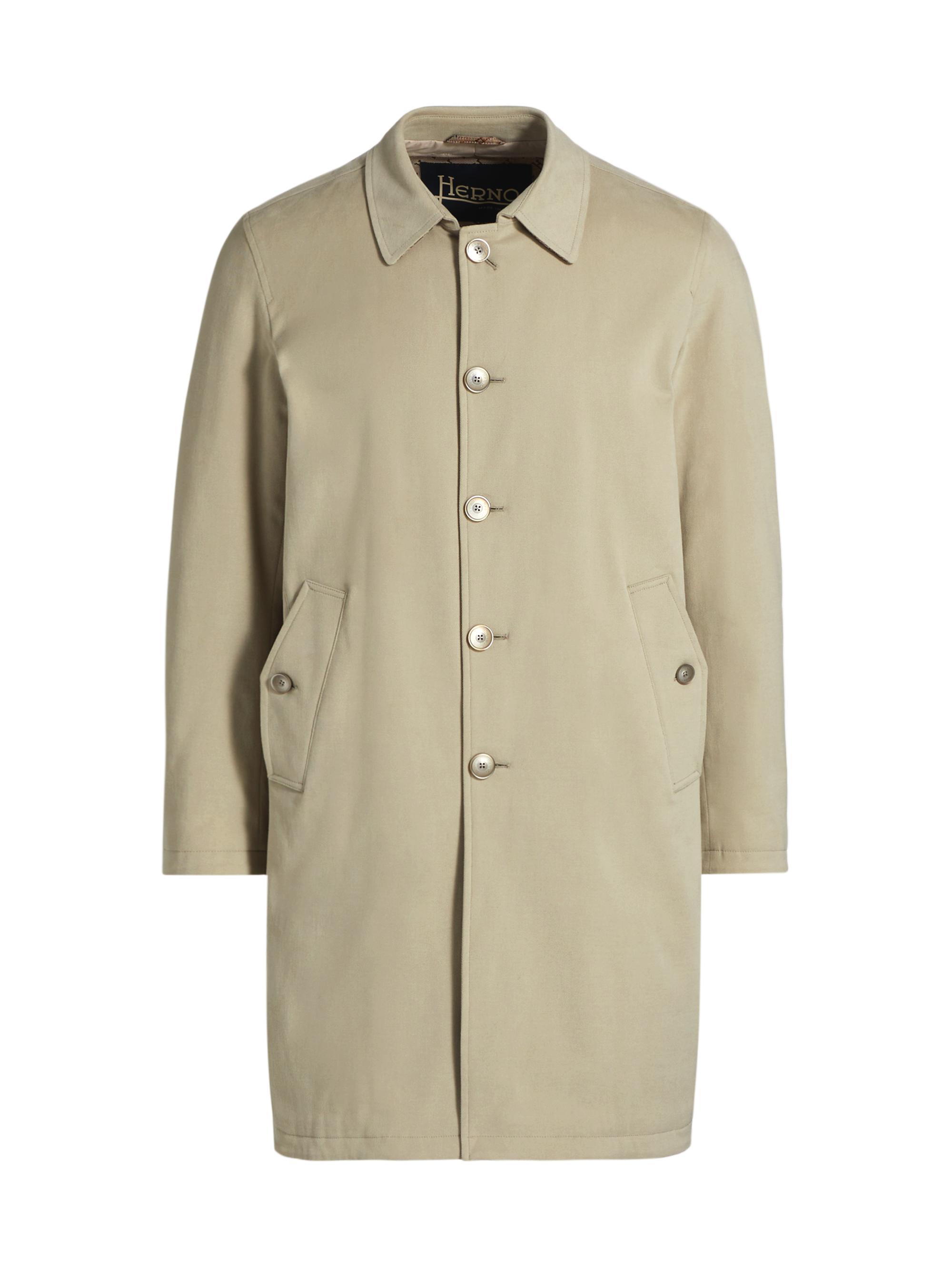 Herno Men's Stretch-Cotton Longline Coat - Champagne