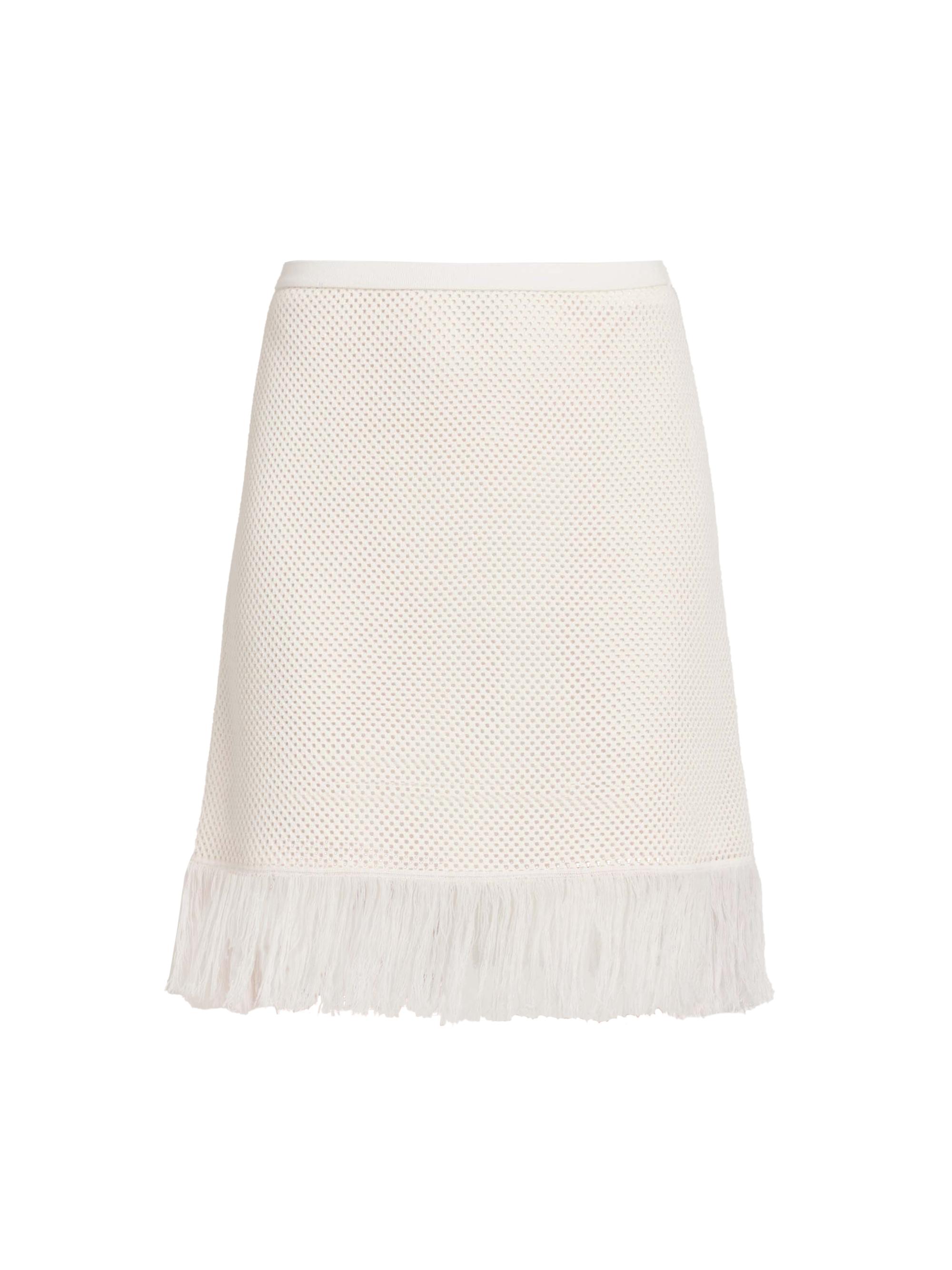FERRAGAMO Women's Virgin Wool Mesh-Knit Fringe Miniskirt - White Parchment