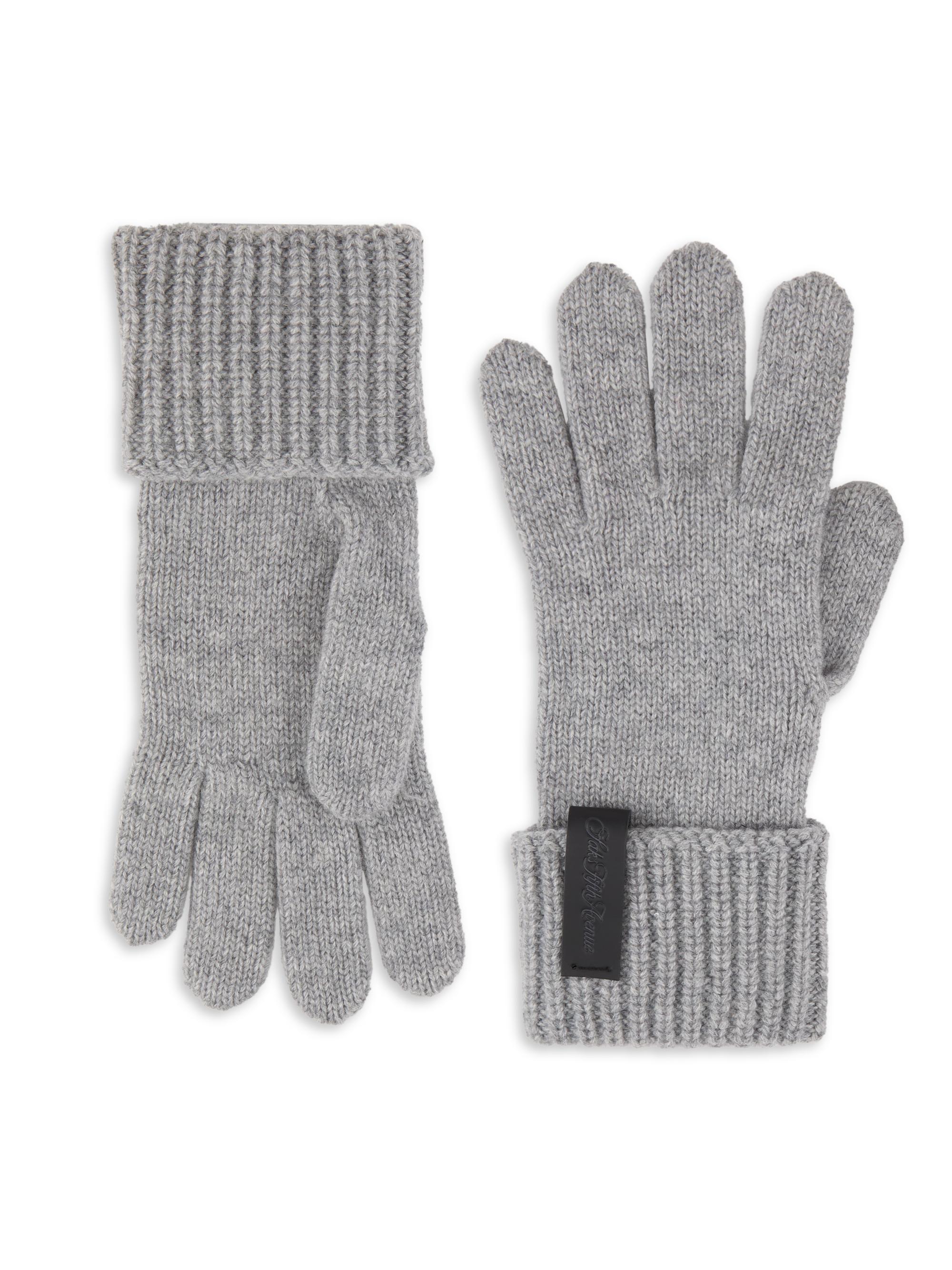 Saks Fifth Avenue Men's Logo Wool-Cashmere Gloves - Grey