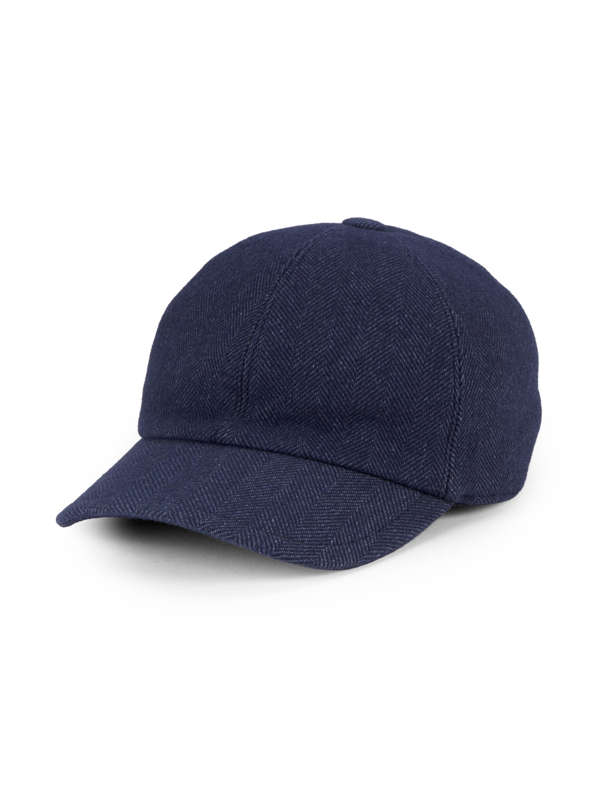 Saks Fifth Avenue Men's Wool-Nylon Baseball Cap - Blue Herringbone