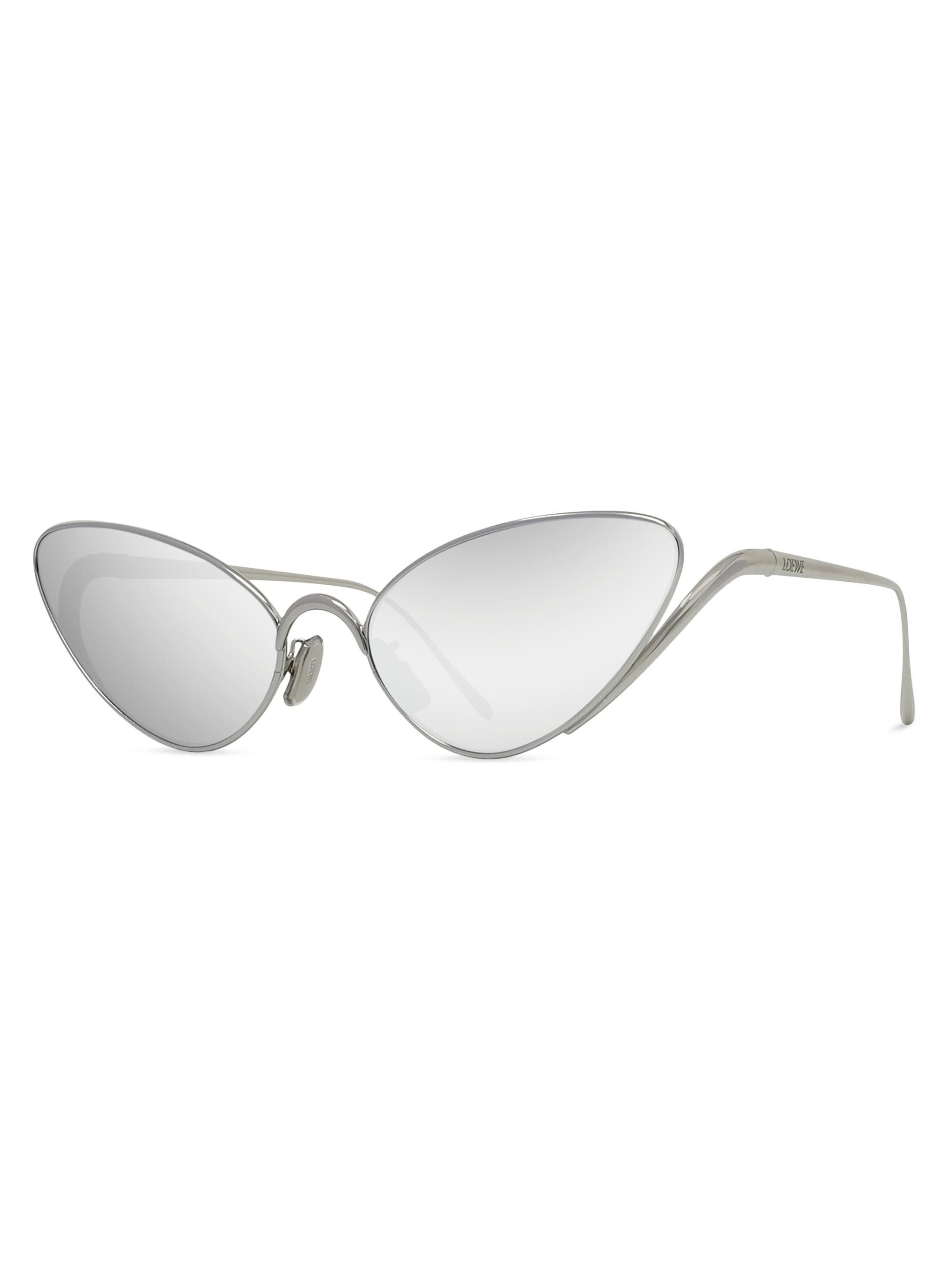 LOEWE Women's Signature 59MM Cat-Eye Sunglasses - Shiny Palladium Smoke Mirror | Thumbnail 9