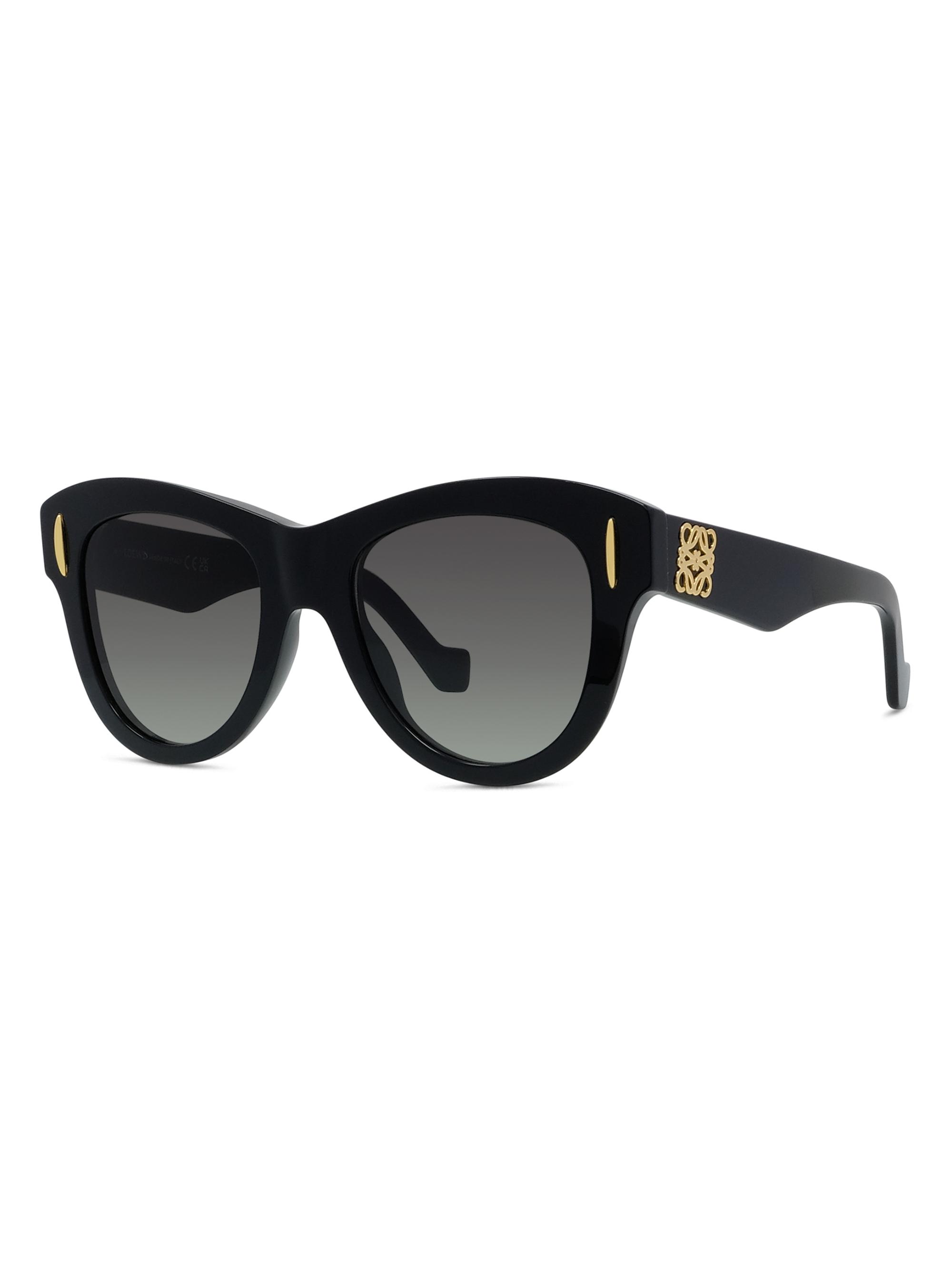 LOEWE Women's Anagram 51MM Geometric Sunglasses - Shiny Black Gradient Smoke