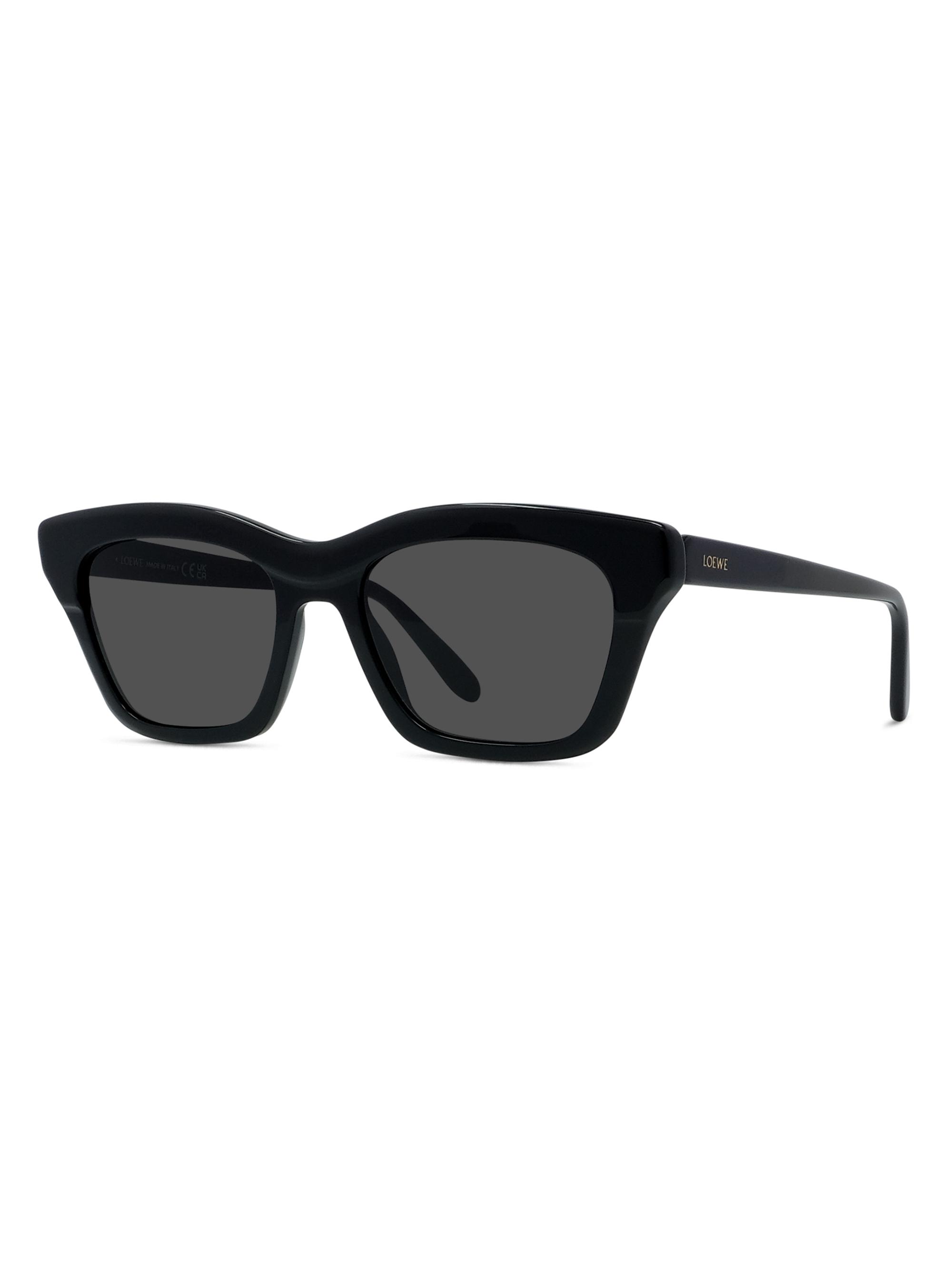 LOEWE Women's Slim 53MM Geometric Sunglasses - Shiny Black Smoke