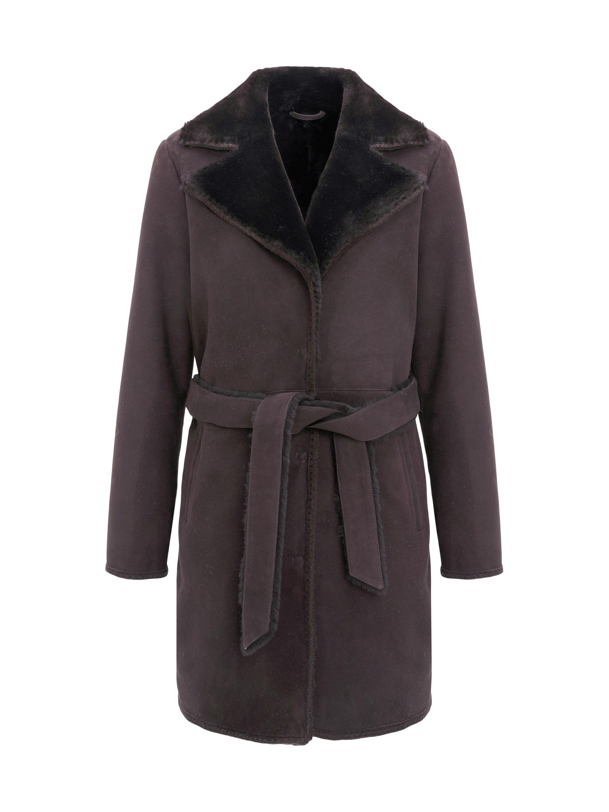 Gorski Women's Merino Shearling Lamb Stroller with Embroidered Trim - Dark Brown