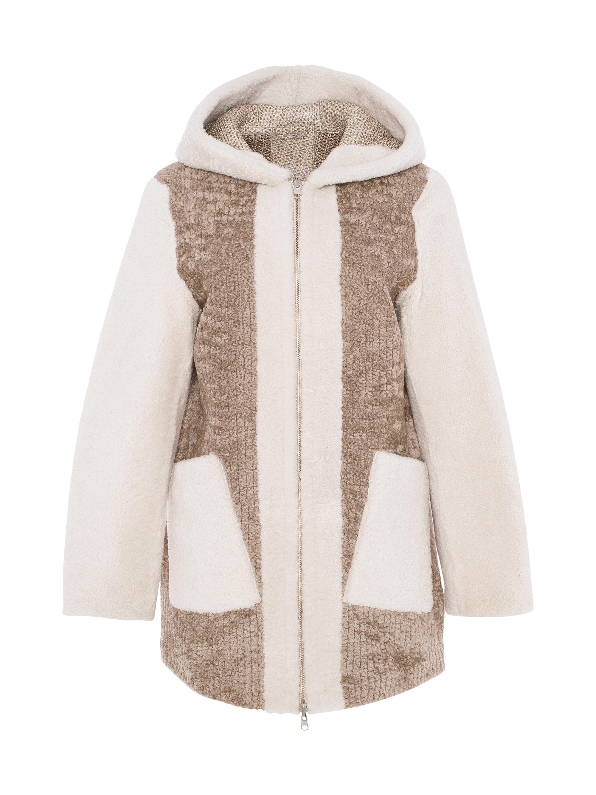 Gorski Women's Reversible Shearling Lamb Zip Parka - Sand