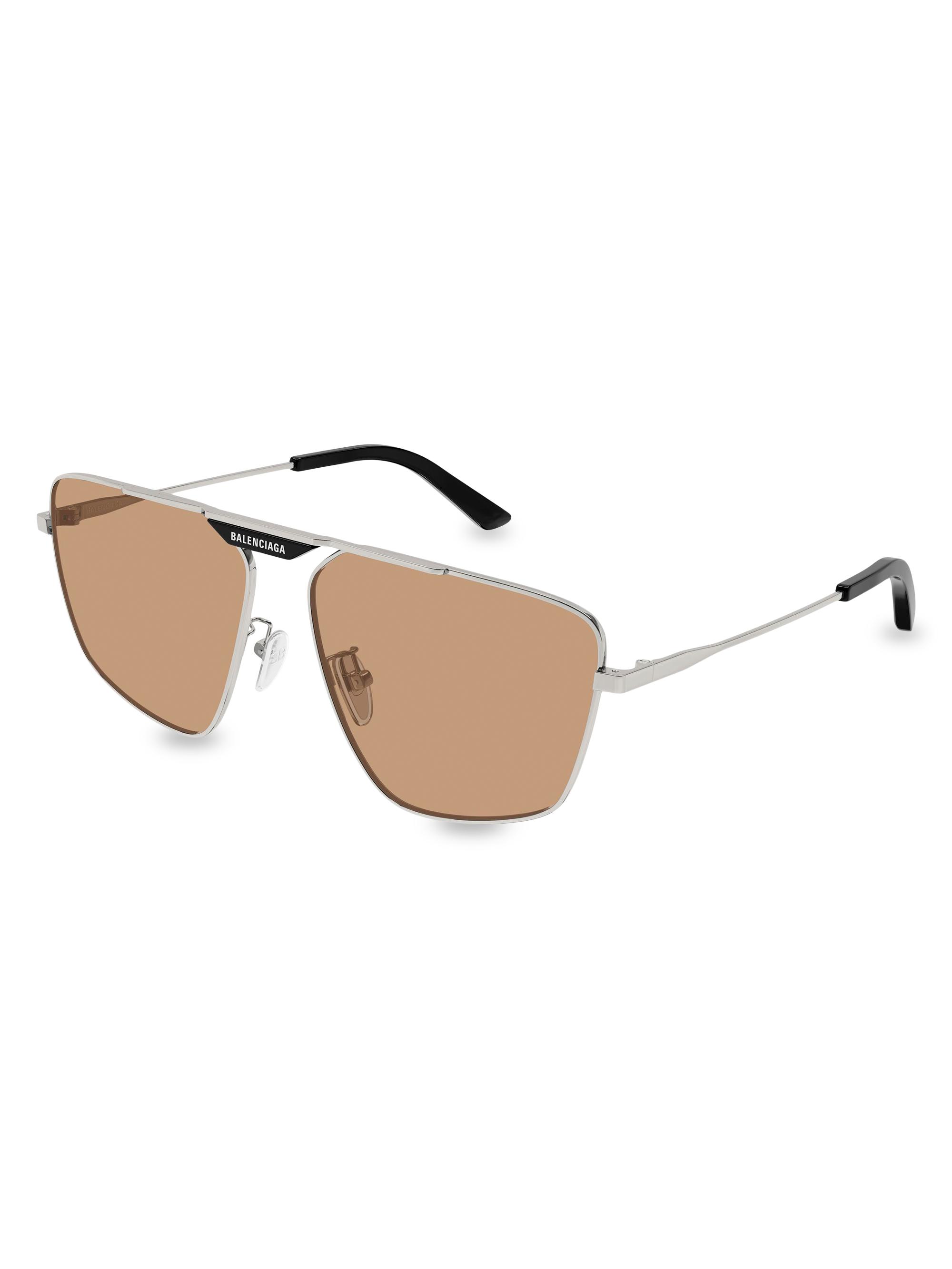Balenciaga Men's Tag 2.0 61MM Pilot Sunglasses - Ruthenium Brown