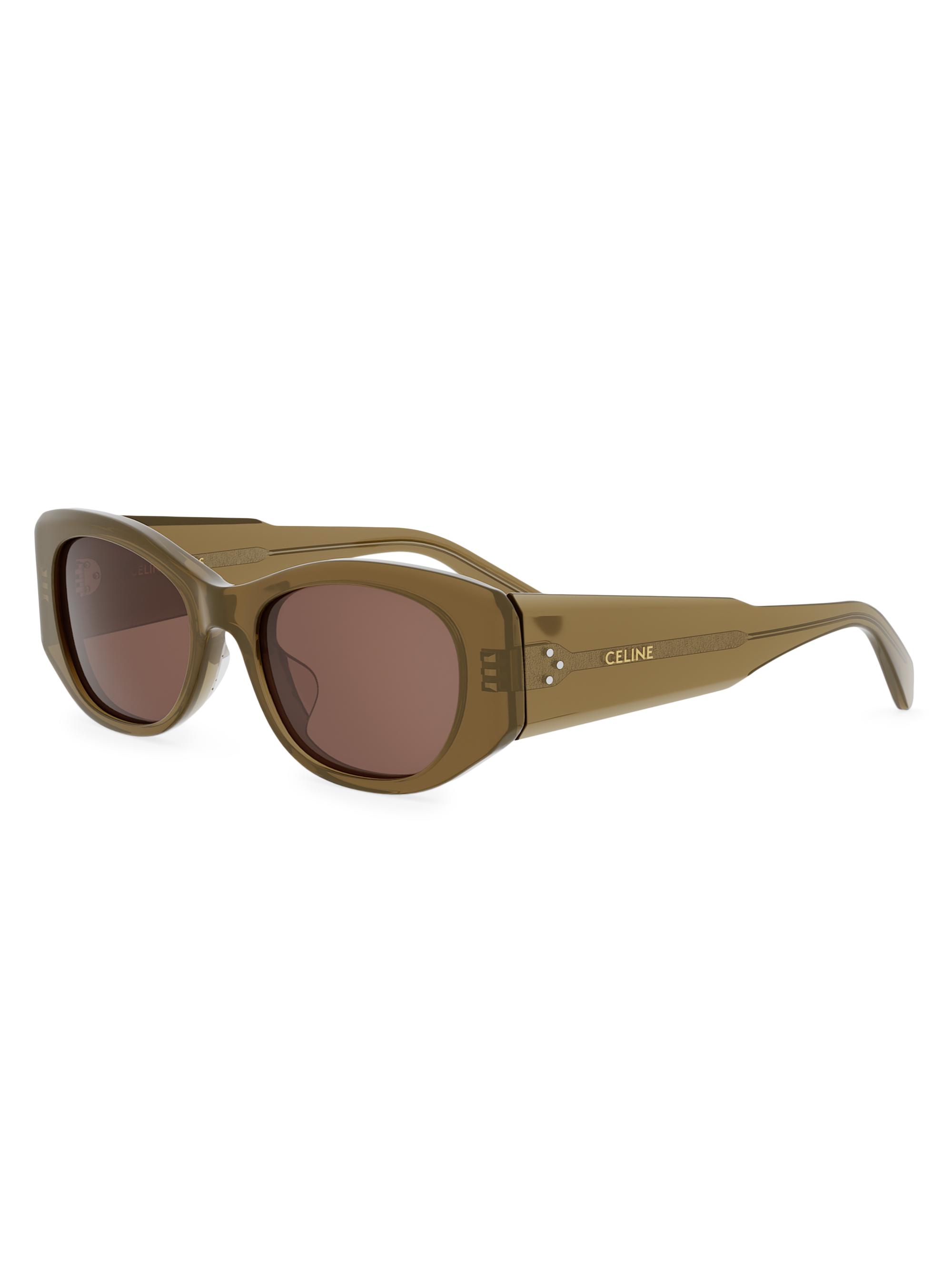 CELINE Women's Celine 3 Dots 54MM Rectangular Sunglasses - Shiny Dark Green Brown