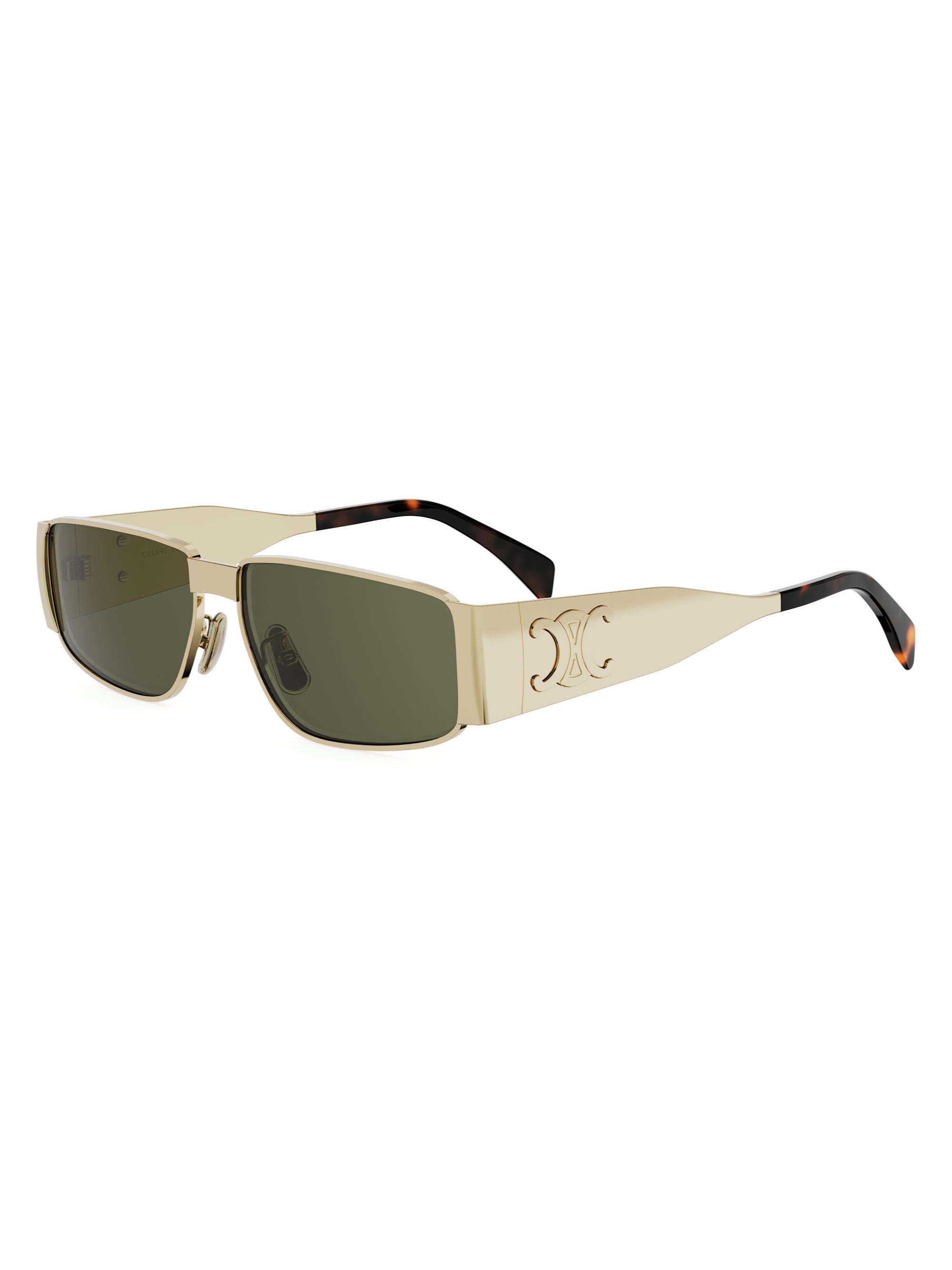 CELINE Women's Metal Triomphe 59MM Rectangular Sunglasses - Shiny Endura Gold Green