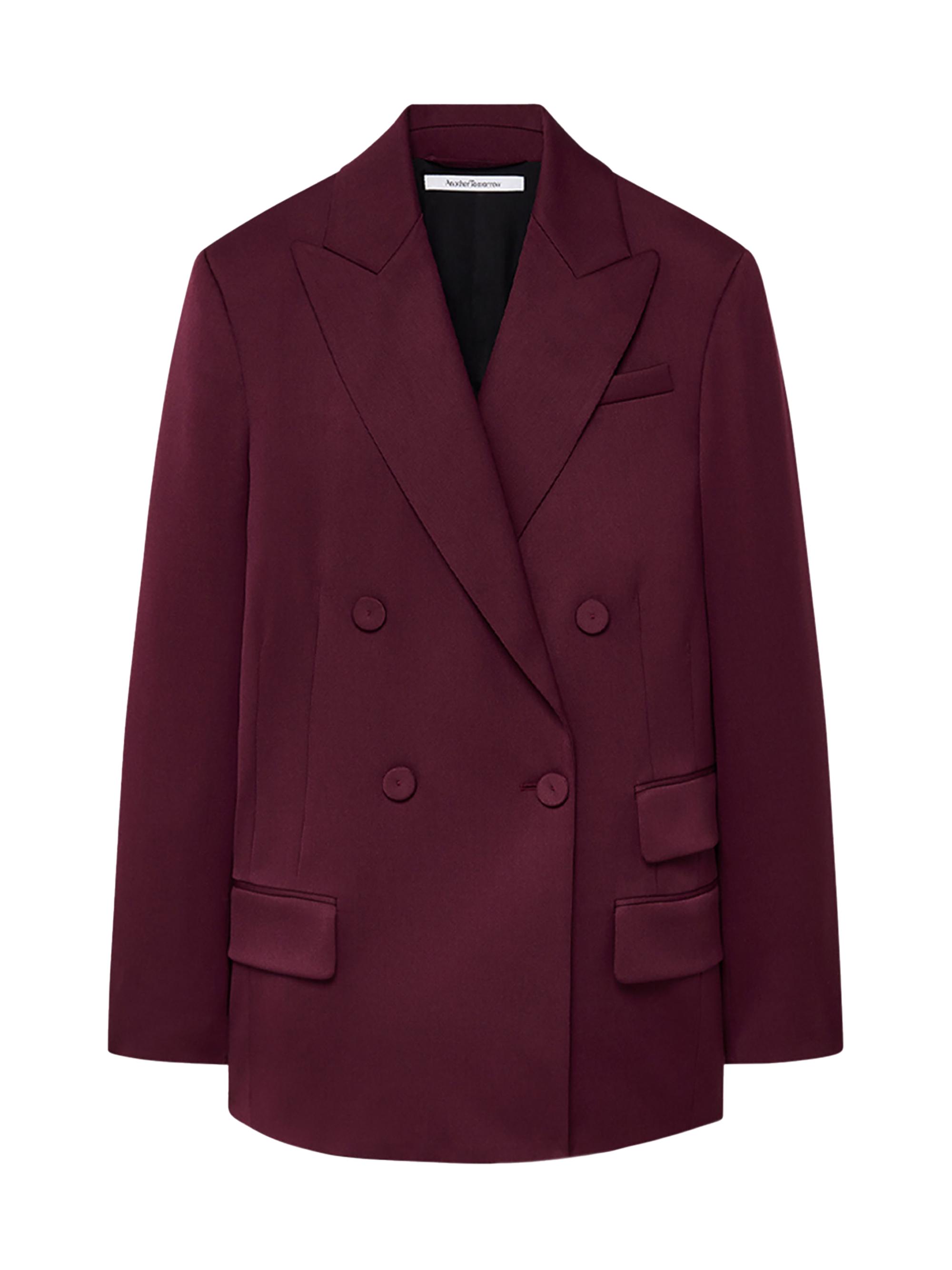 Another Tomorrow Women's Oversized Double Breasted Jacket - Plum