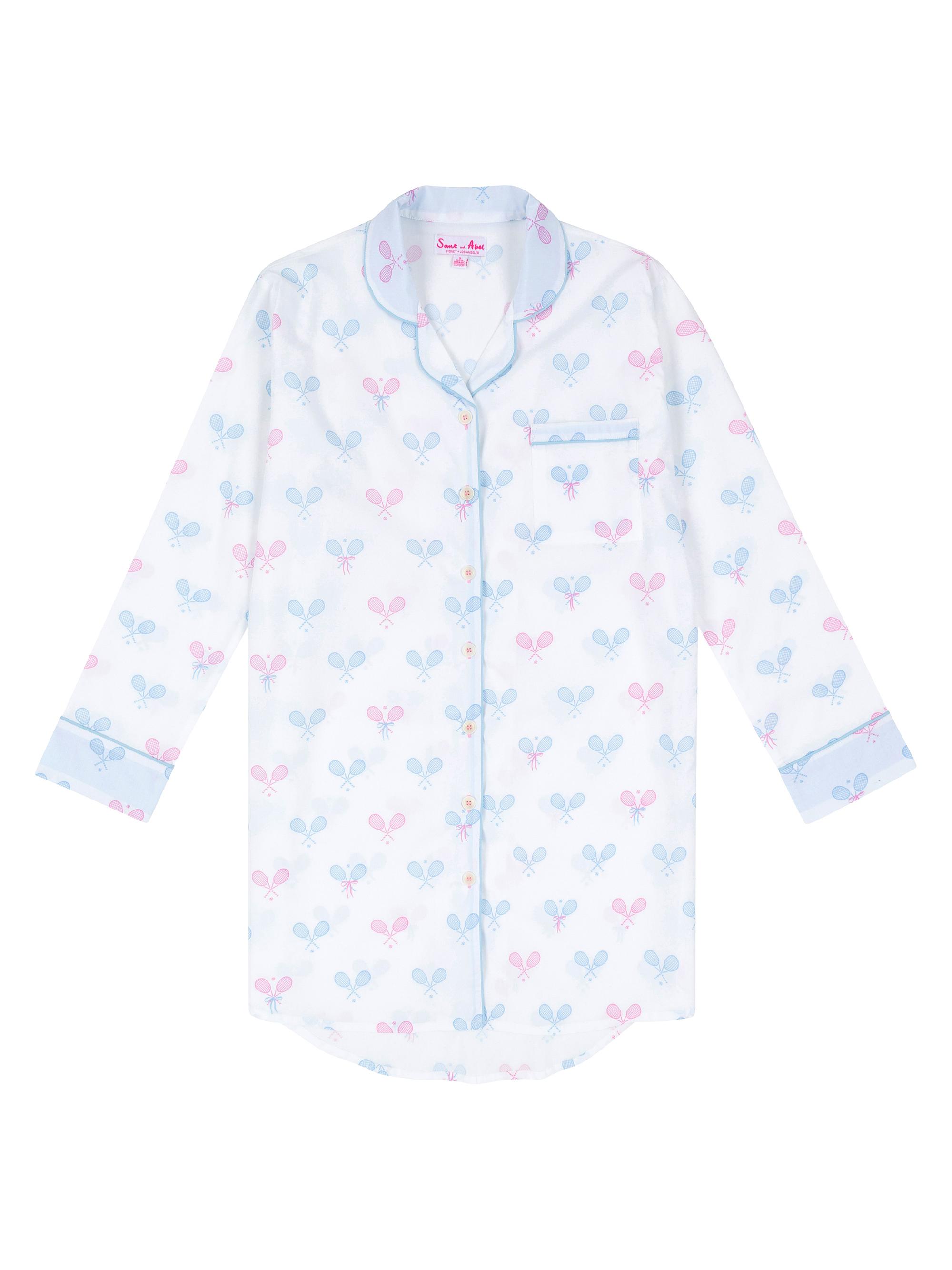 Sant and Abel Women's Tennis Bows Night Shirt - Pastel Blue