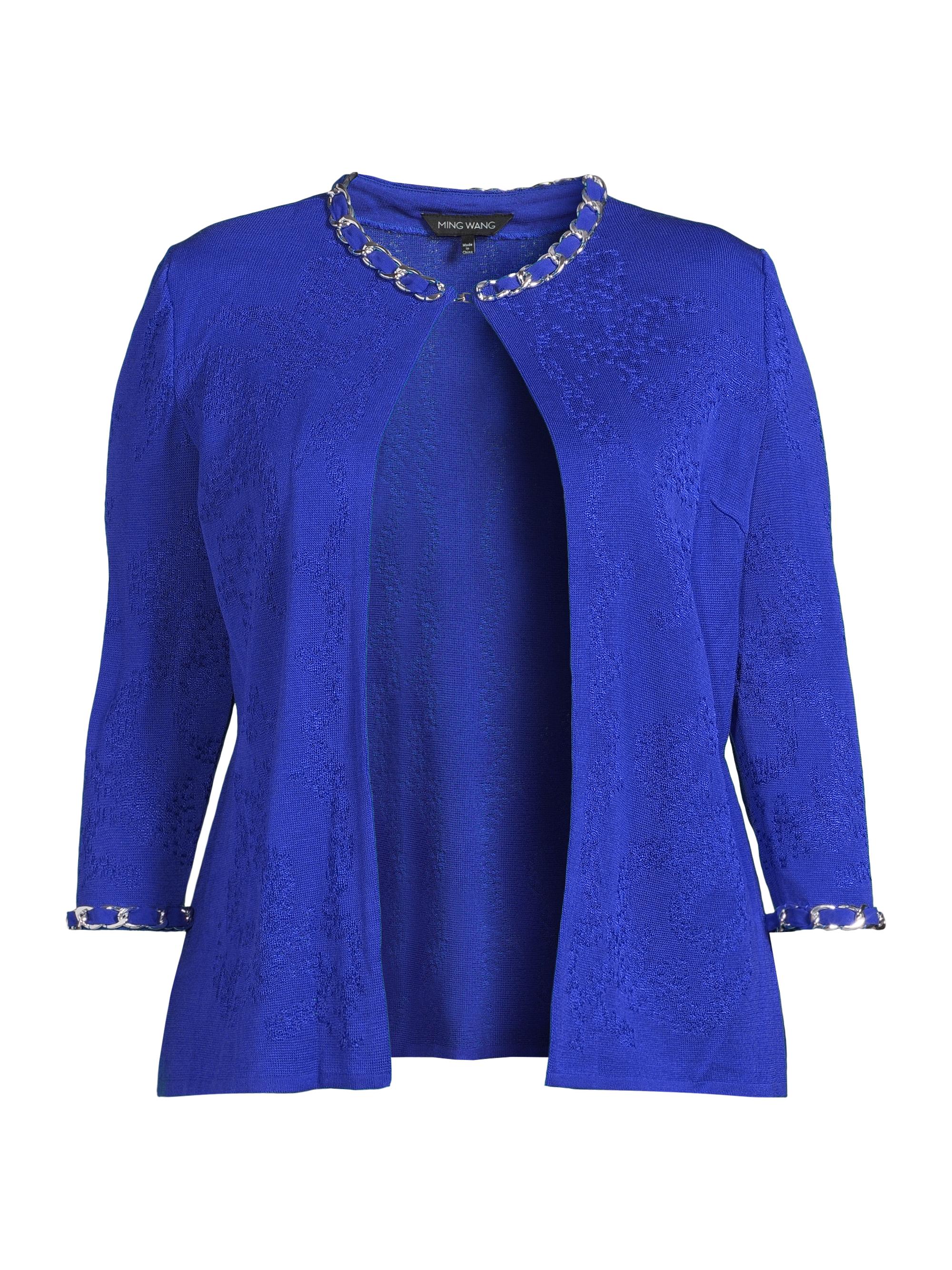 Ming Wang Women's Plus Embellished Heritage-Fit Jacket - Sapphire Sea