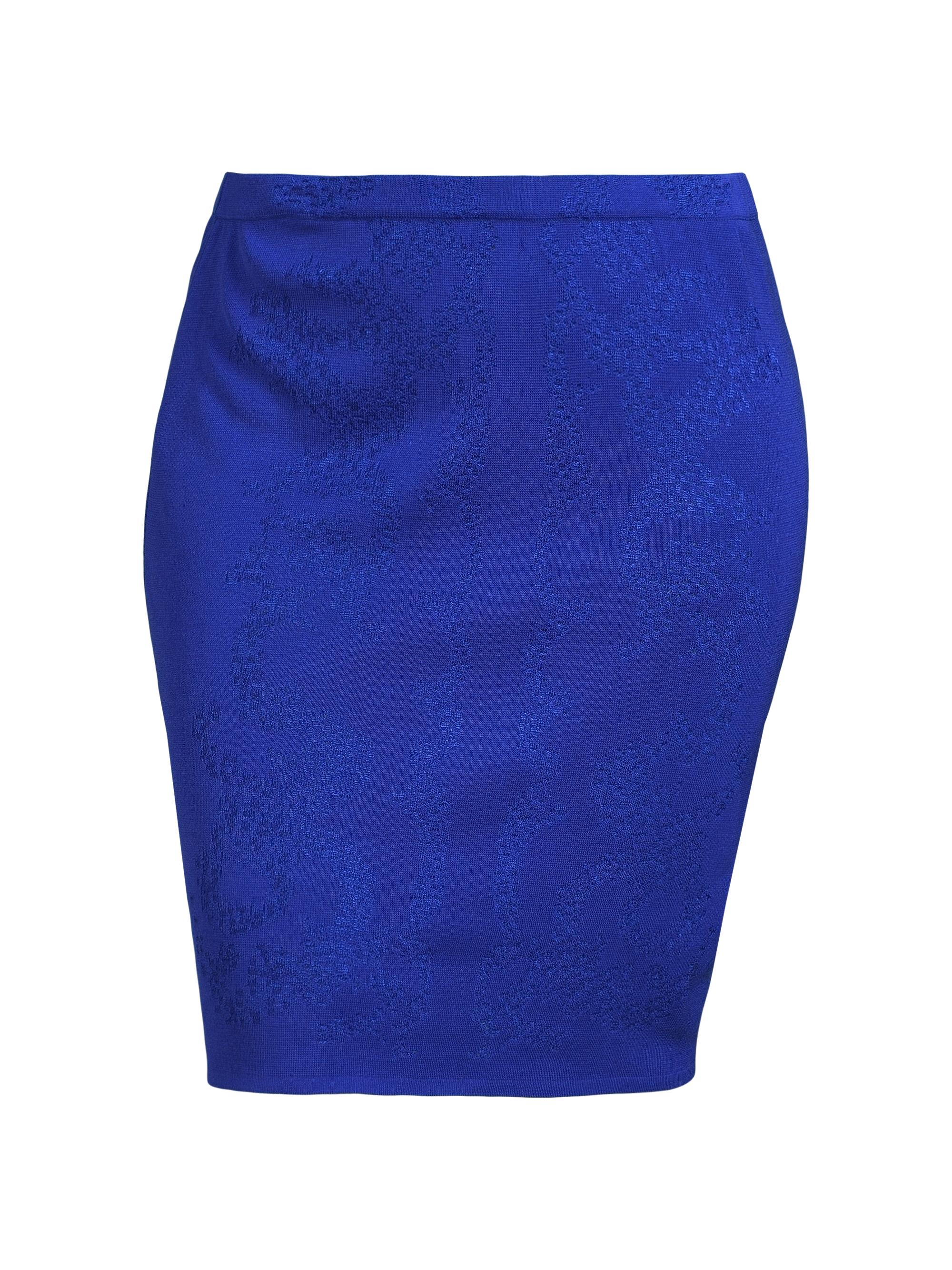 Ming Wang Women's Plus Tonal-Print Knee-Length Skirt - Sapphire Sea