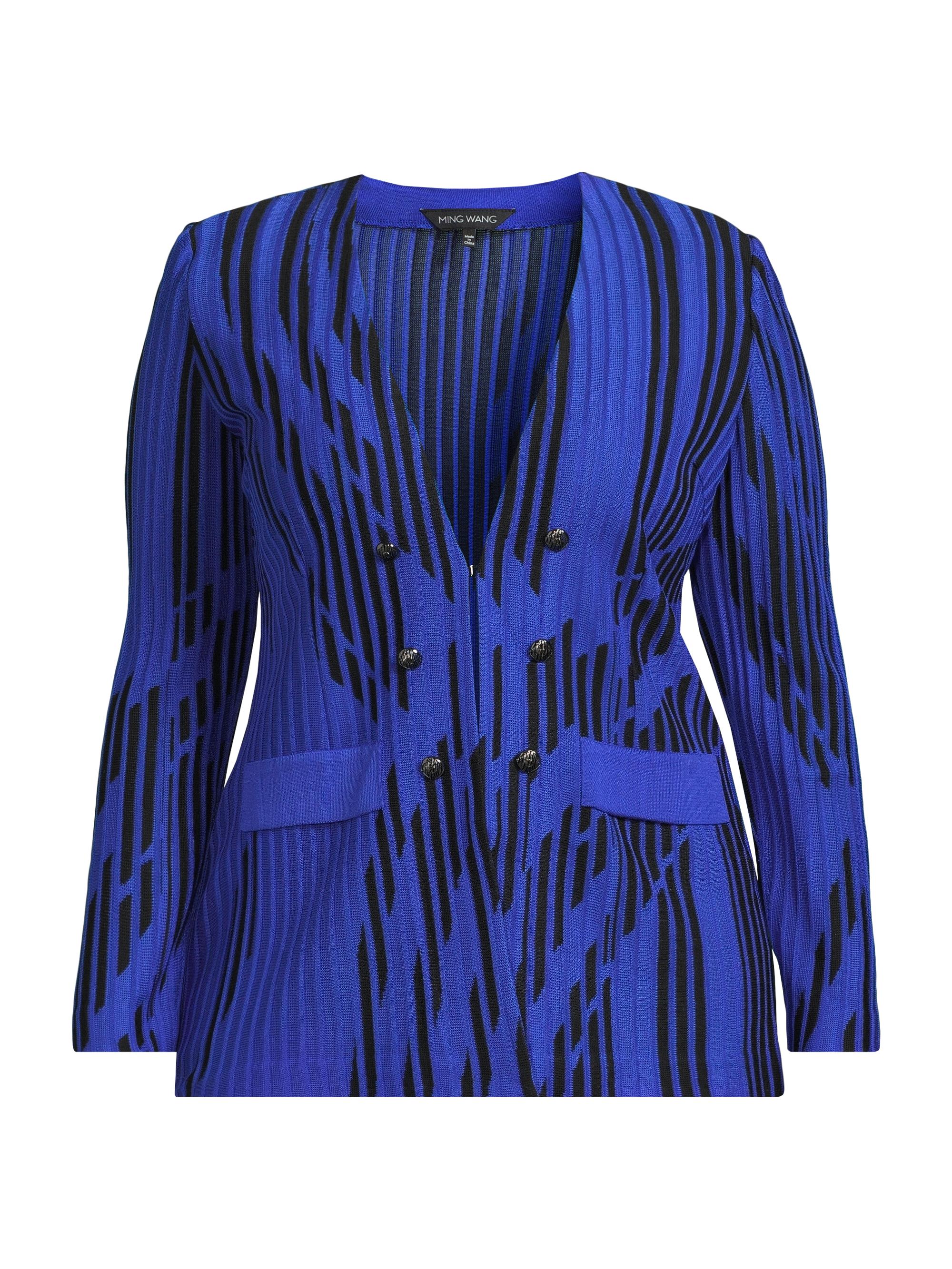 Ming Wang Women's Plus Two-Toned Knit Tailored-Fit Jacket - Sapphire Sea Black