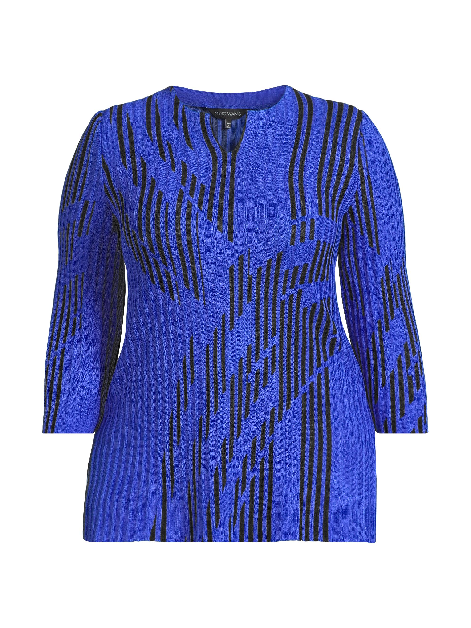 Ming Wang Women's Plus Two-Toned Tunic Top - Sapphire Sea Black