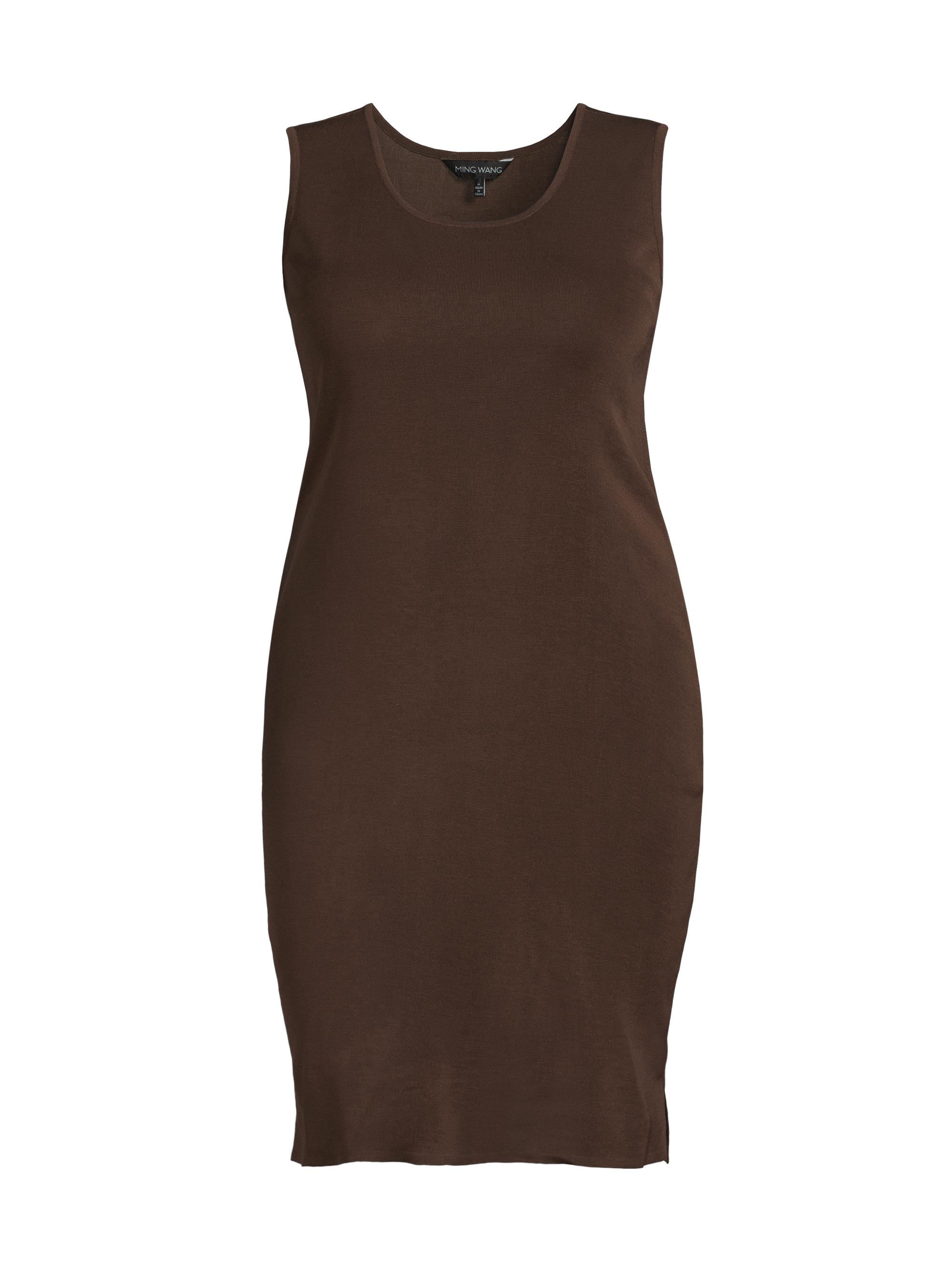 Ming Wang Women's Plus Knitted Knee-Length Dress - Dark Umber