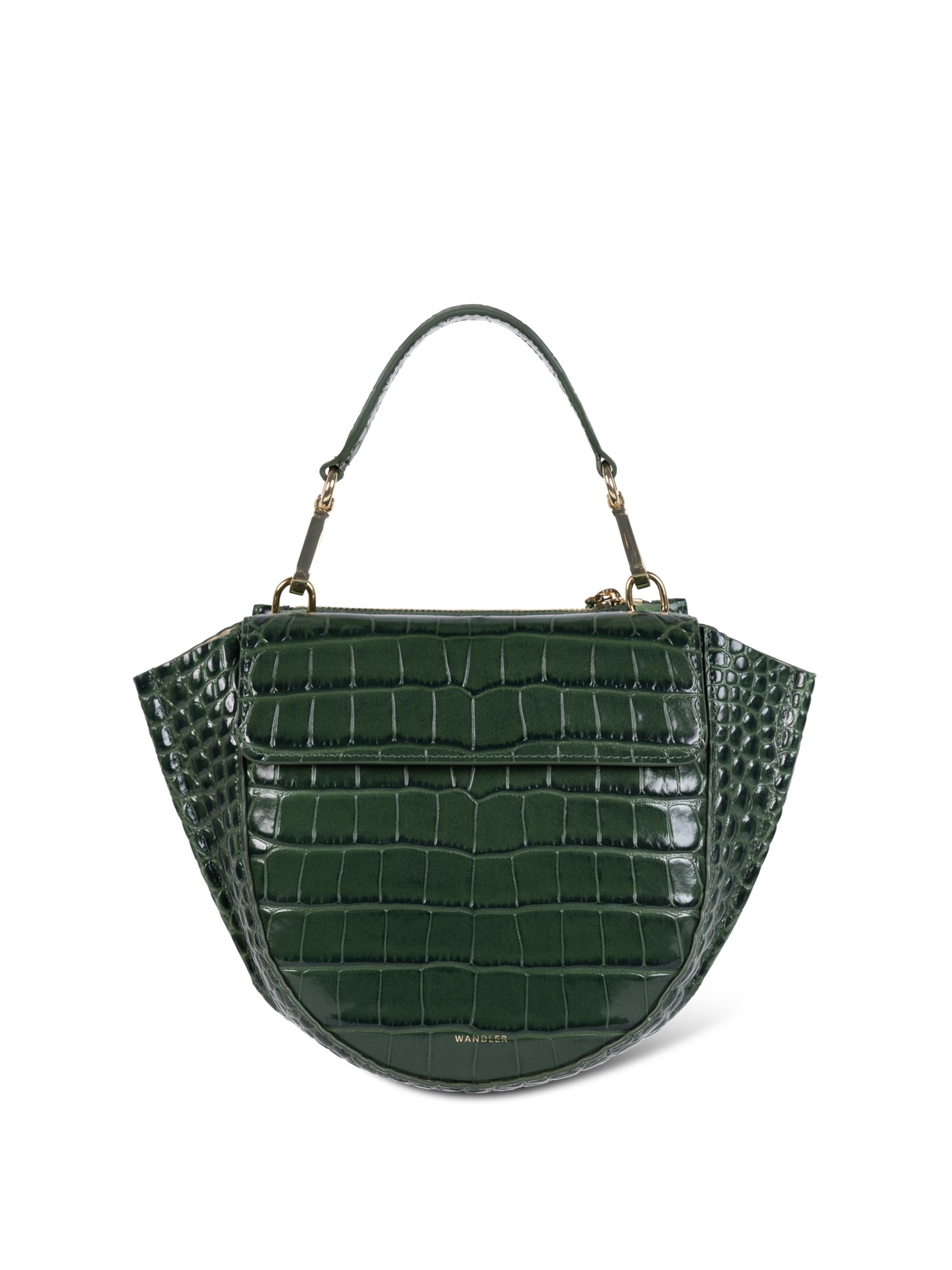 Wandler Women's Mini Hortensia Croc-Embossed-Leather Top Handle Bag - Olive Croco