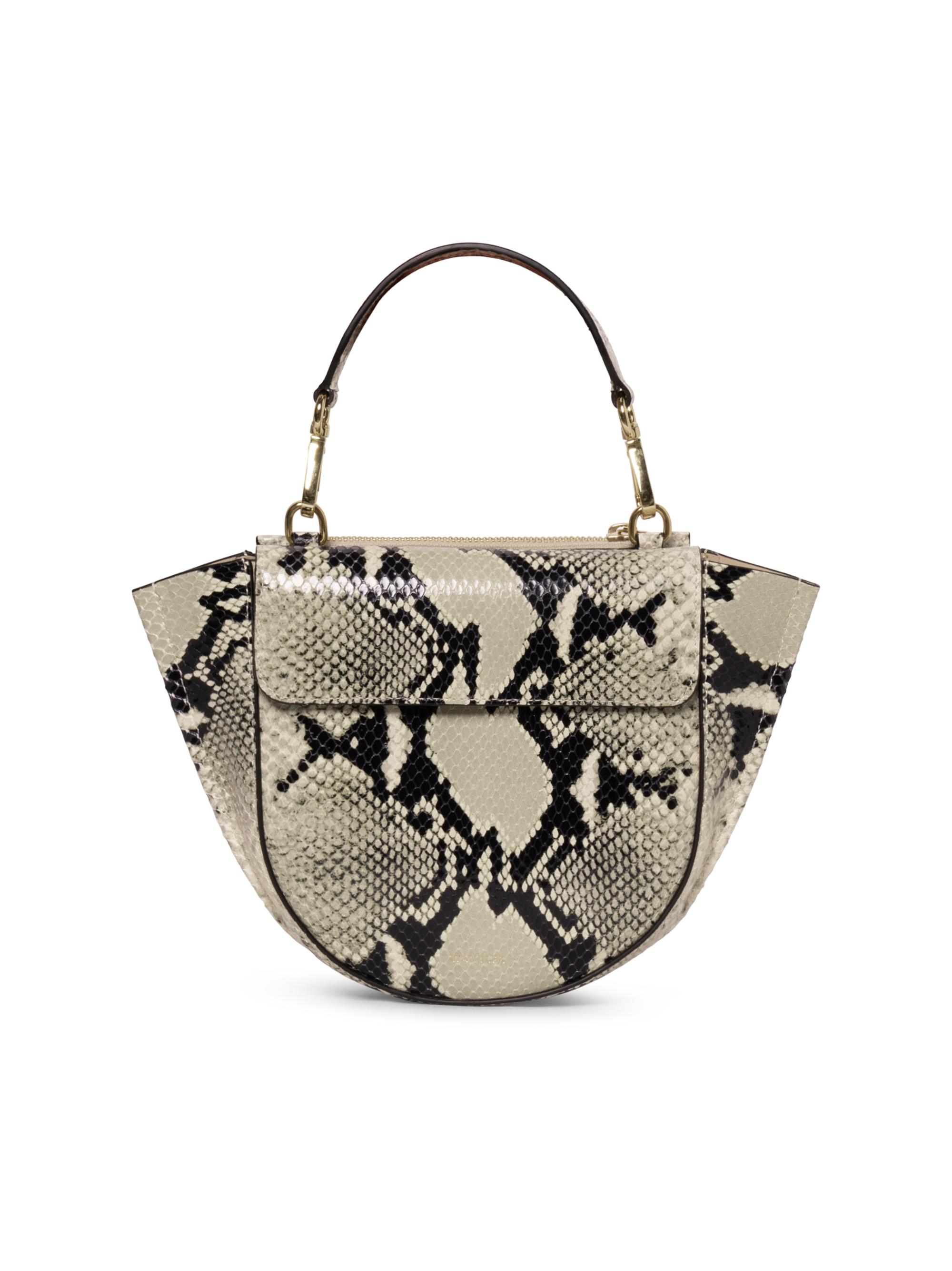 Wandler Women's Mini Hortensia Python-Embossed-Leather Top Handle Bag - Black White Python