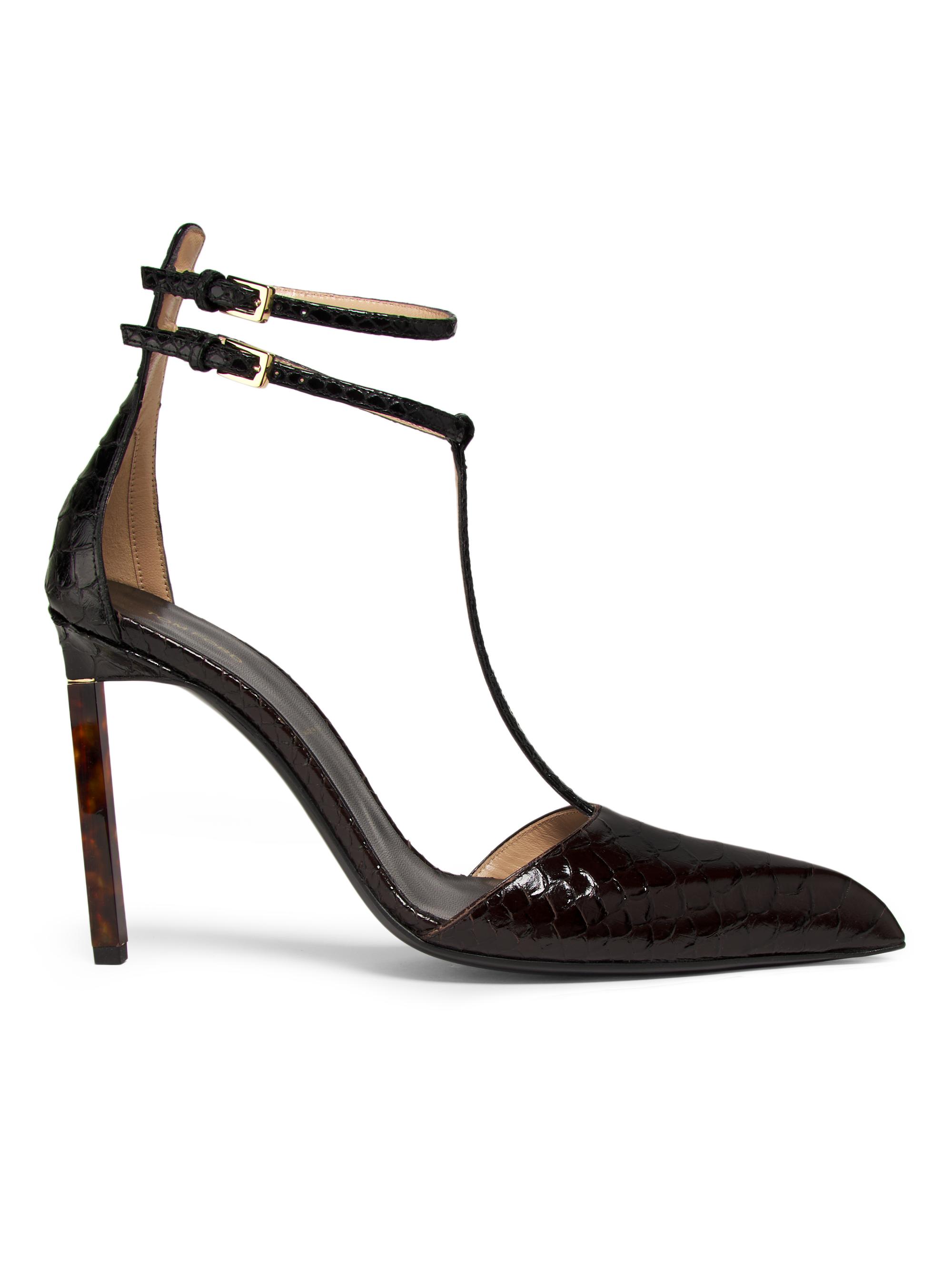 TOM FORD Women's 100MM Python-Embossed Leather Strappy Pumps - Espresso Black