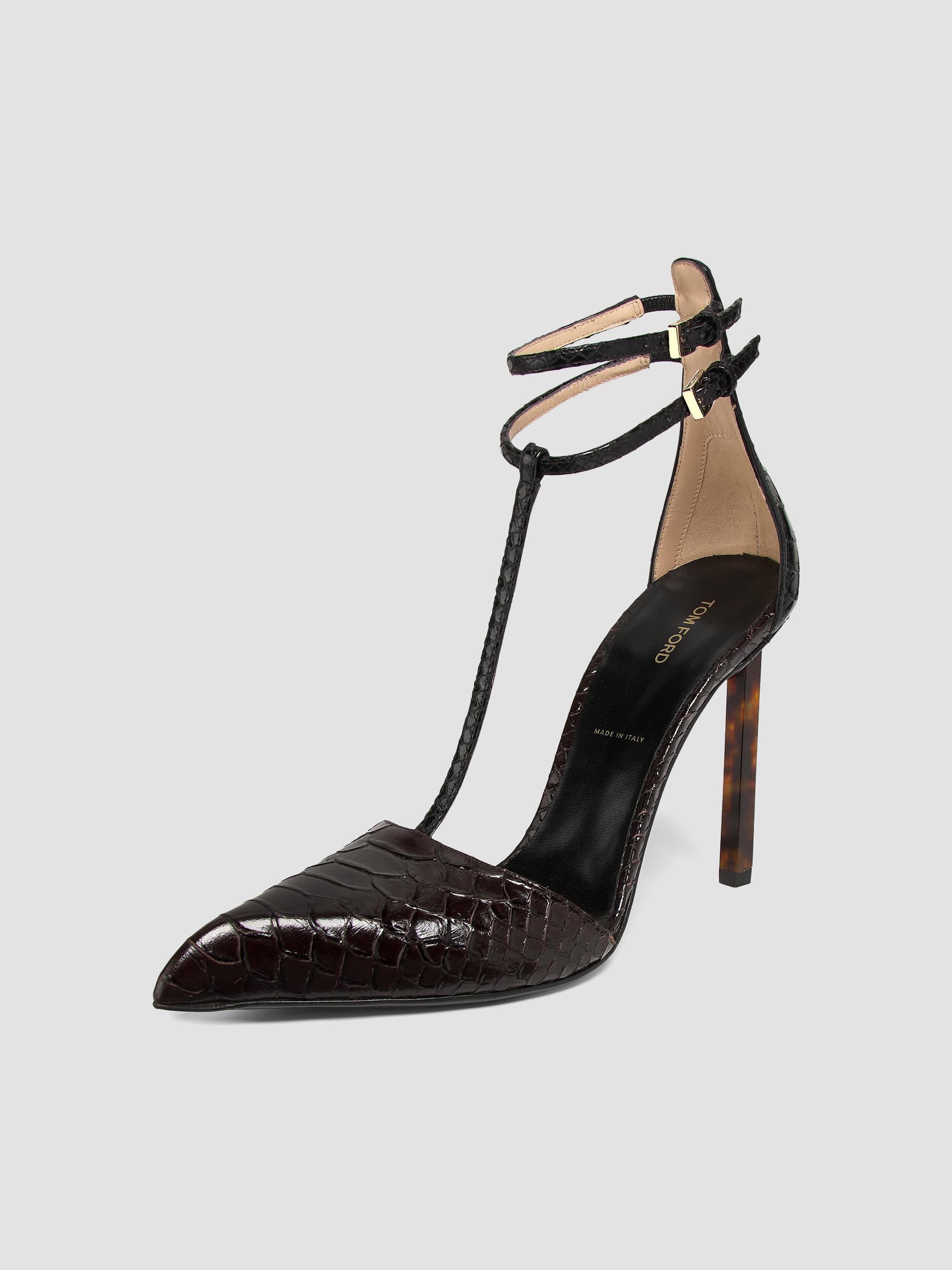 TOM FORD 100MM Python-Embossed Leather Strappy Pumps | Saks Fifth Avenue
