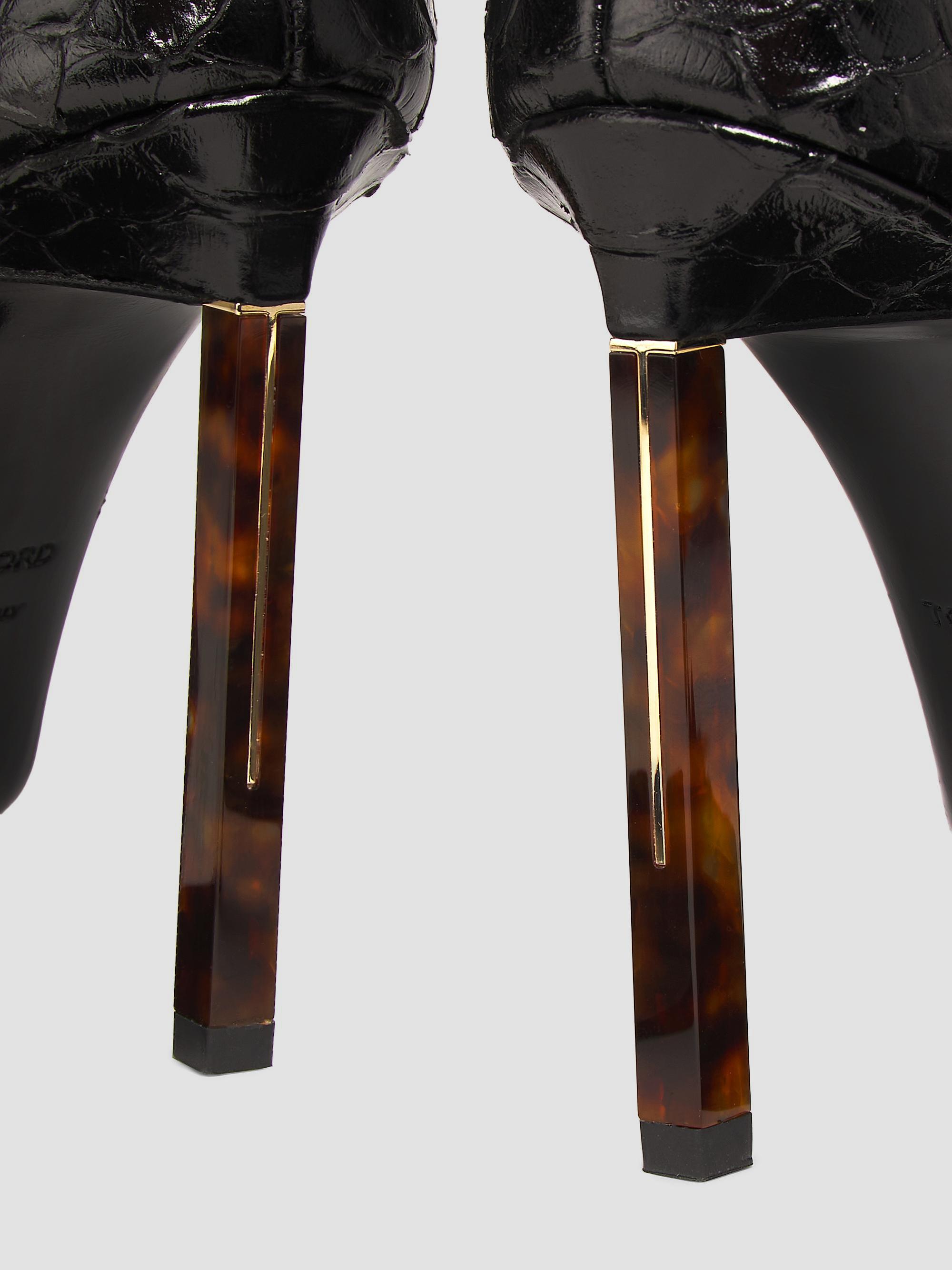 TOM FORD 100MM Python-Embossed Leather Strappy Pumps | Saks Fifth Avenue