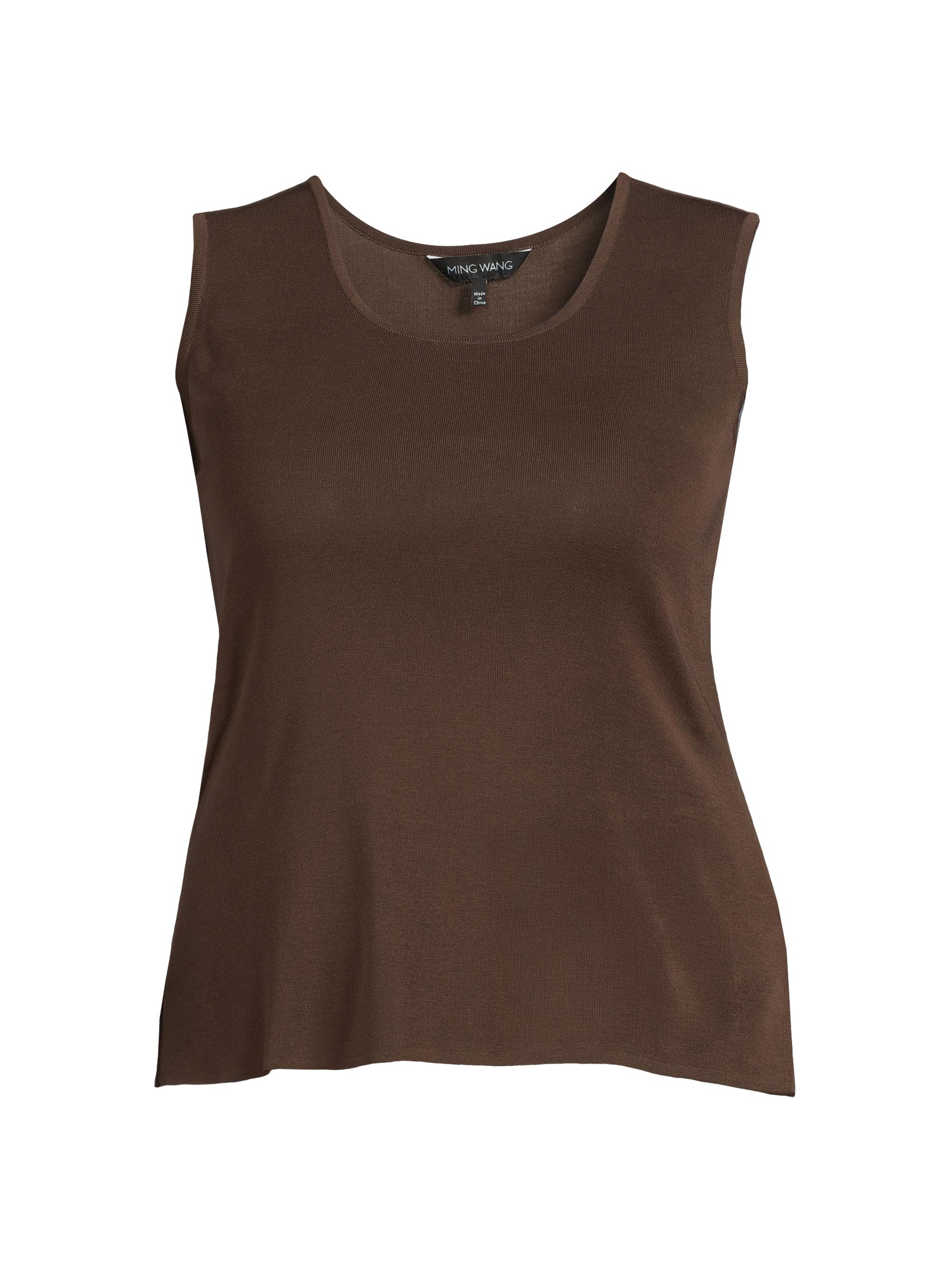 Ming Wang Women's Plus Knitted Tank - Dark Umber