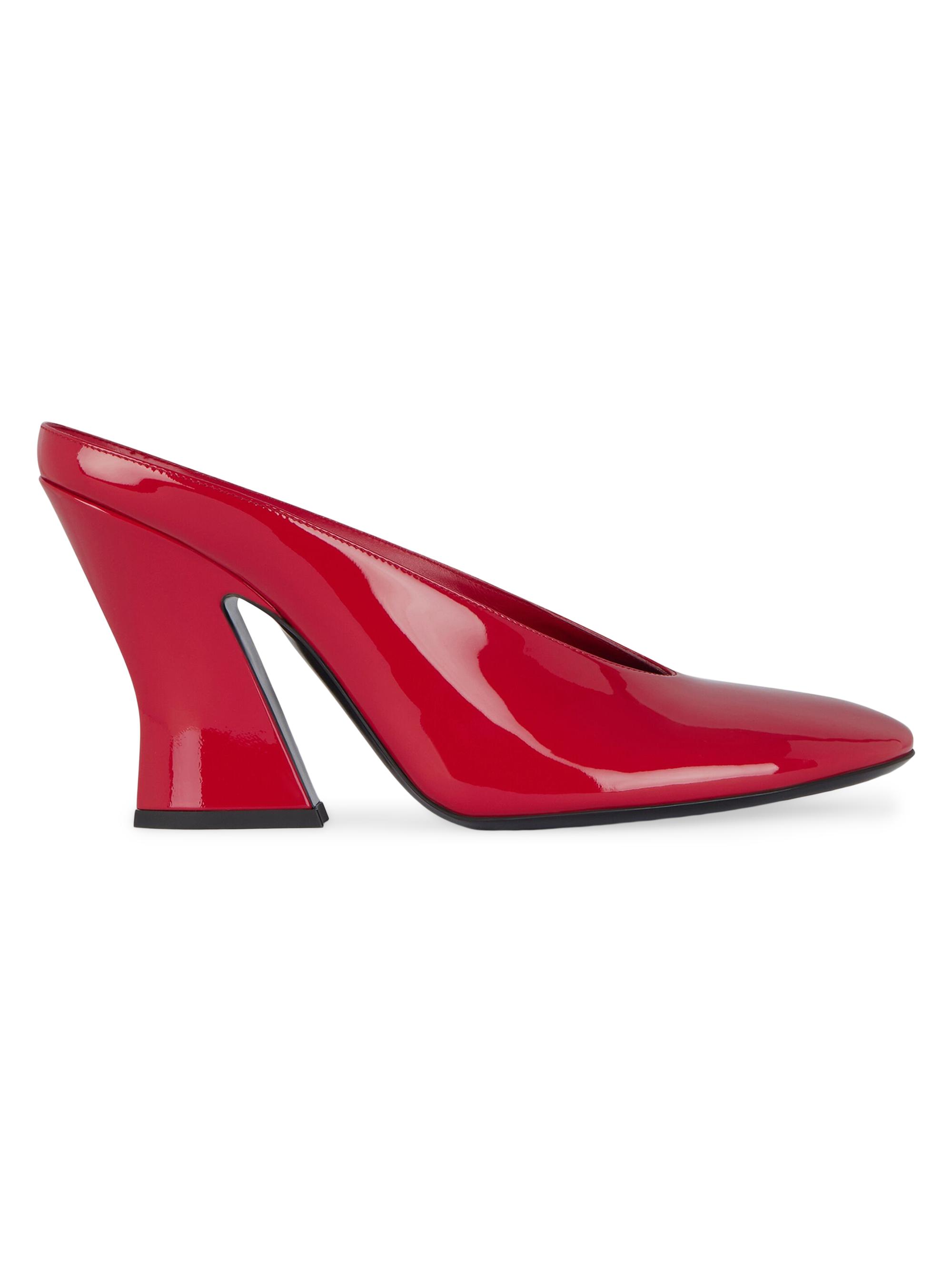 Givenchy Women's Sculpted Heeled Mules in Patent Leather - Vermillon