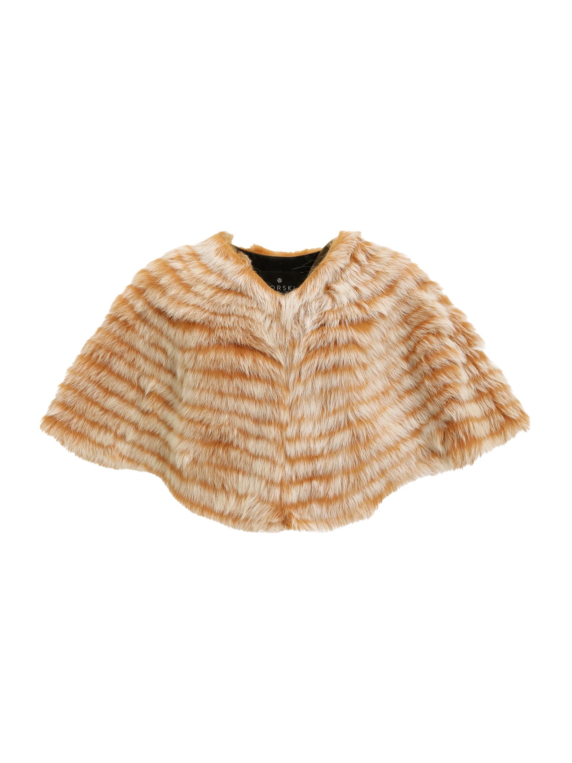 Gorski Women's Toscana Shearling Lamb Layered Capelet - Orange Brisa