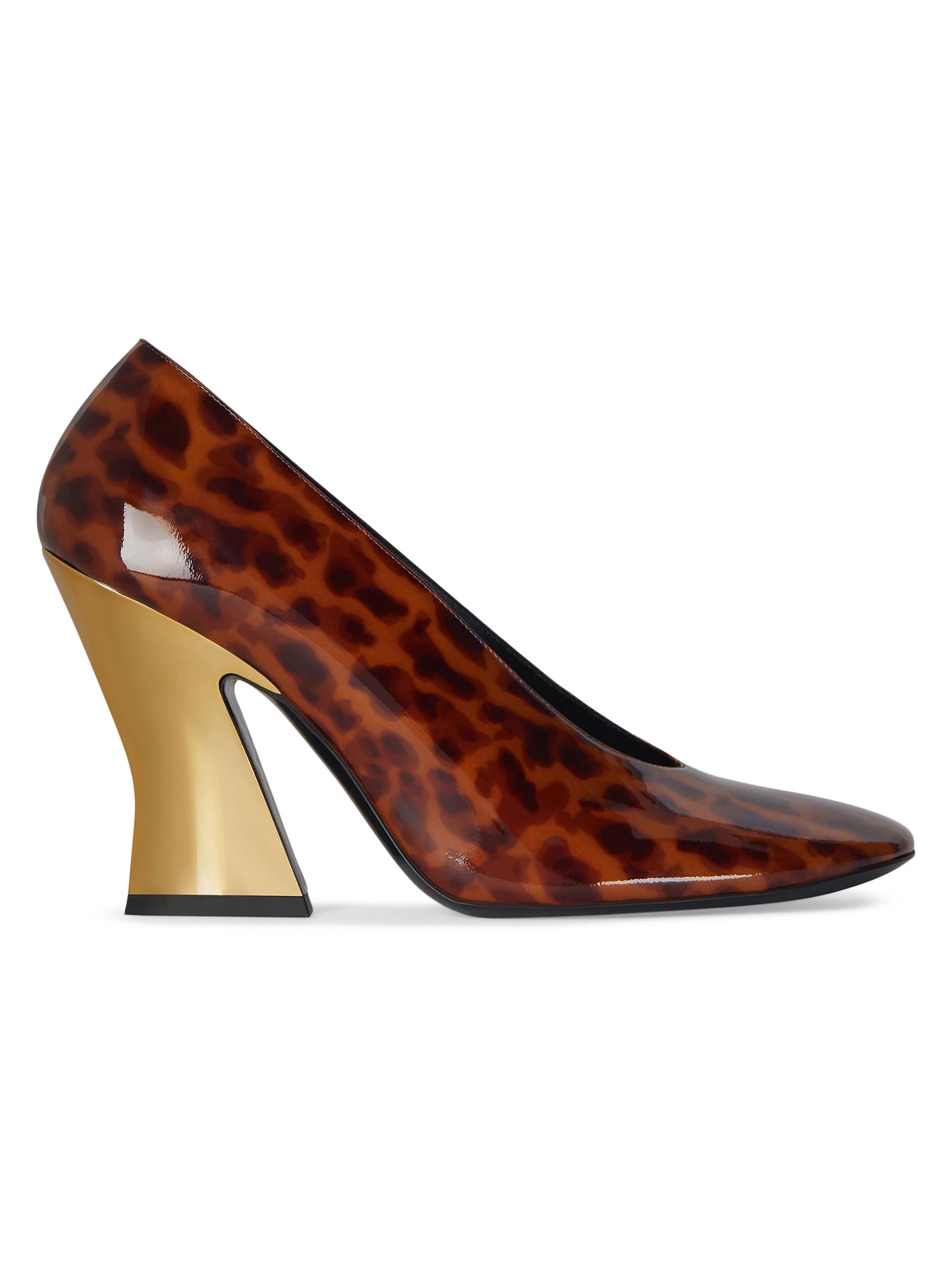 Givenchy Women's Sculpted Heeled Pumps in Tortoise Shell Patent Leather - Dark Brown Black