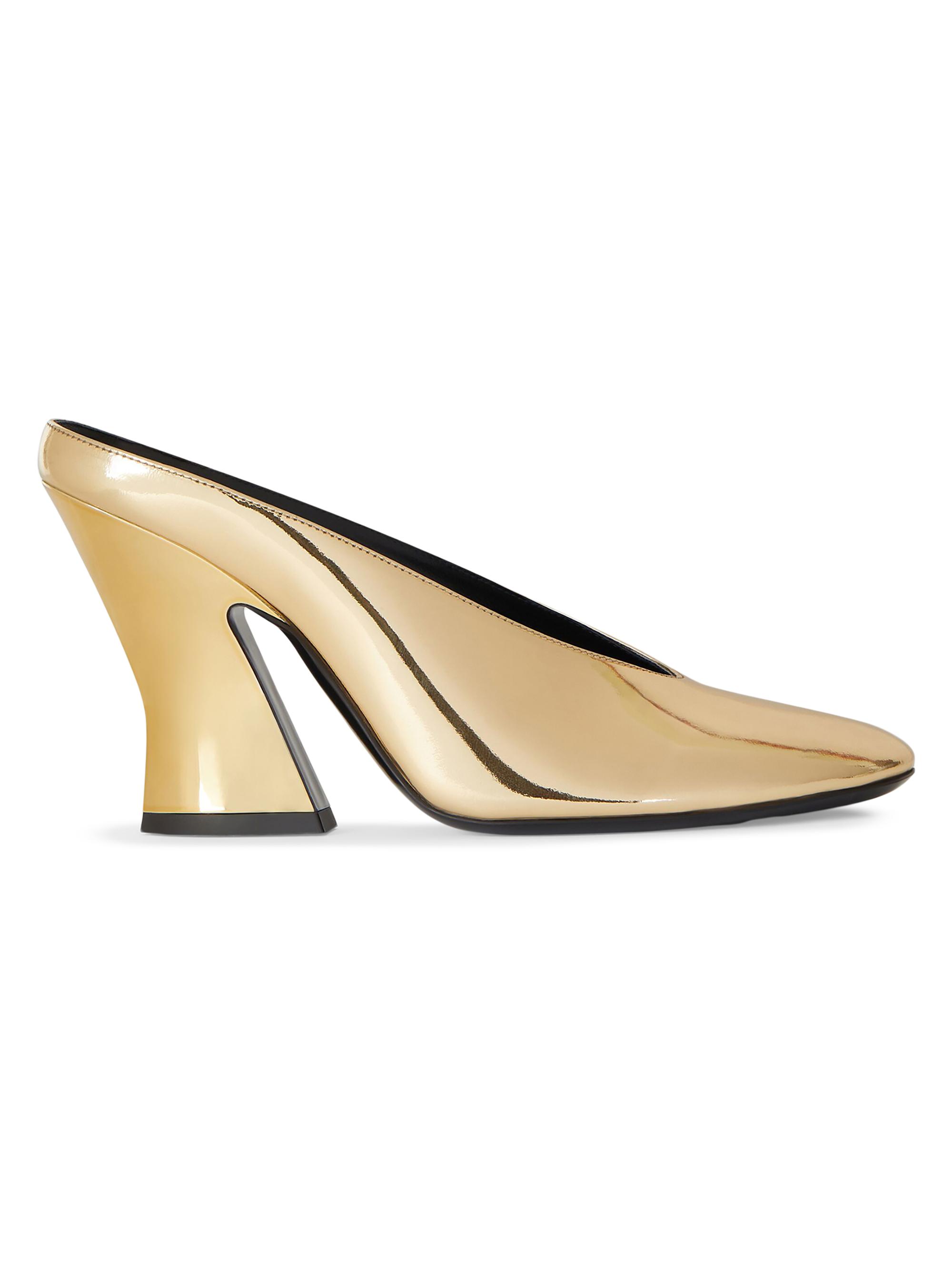 Givenchy Women's Sculpted Heeled Mules in Mirror Effect Leather - Golden